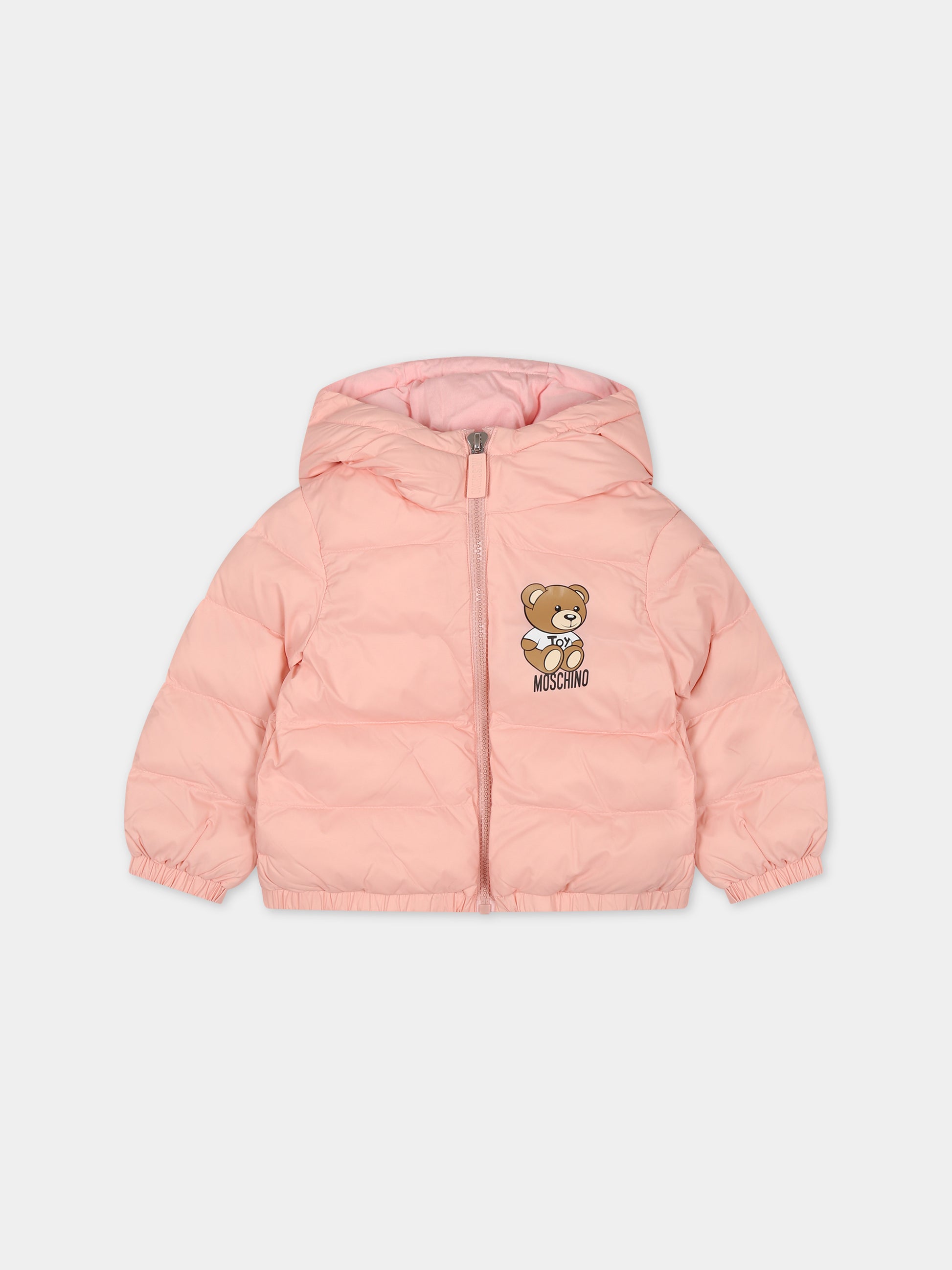 Piumino rosa per bambina con Teddy Bear,Moschino Kids,MUS02D L3A69 50209