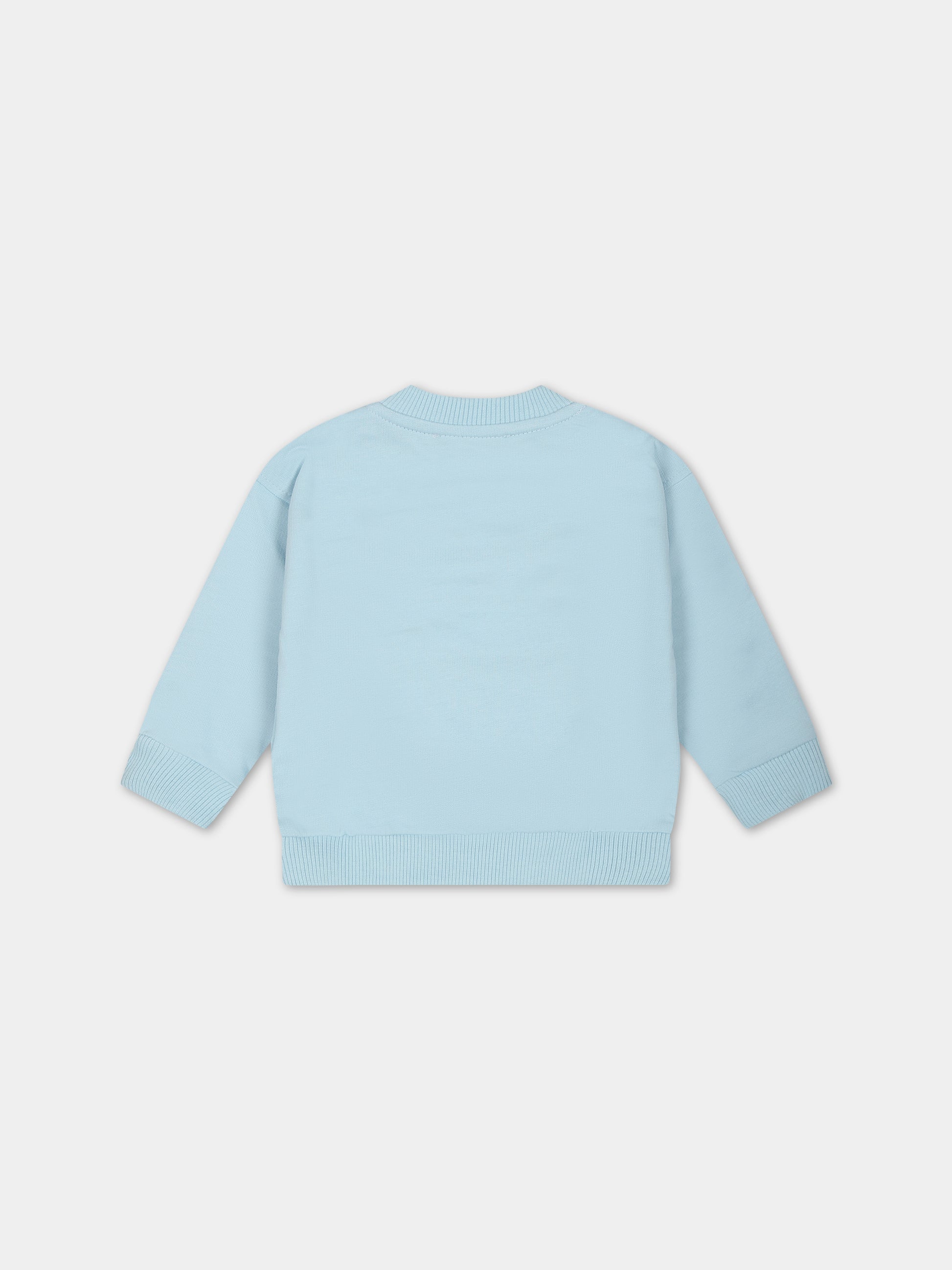 Felpa celeste per neonato con Teddy Bear,Moschino Kids,MWF03N LCA19 40304