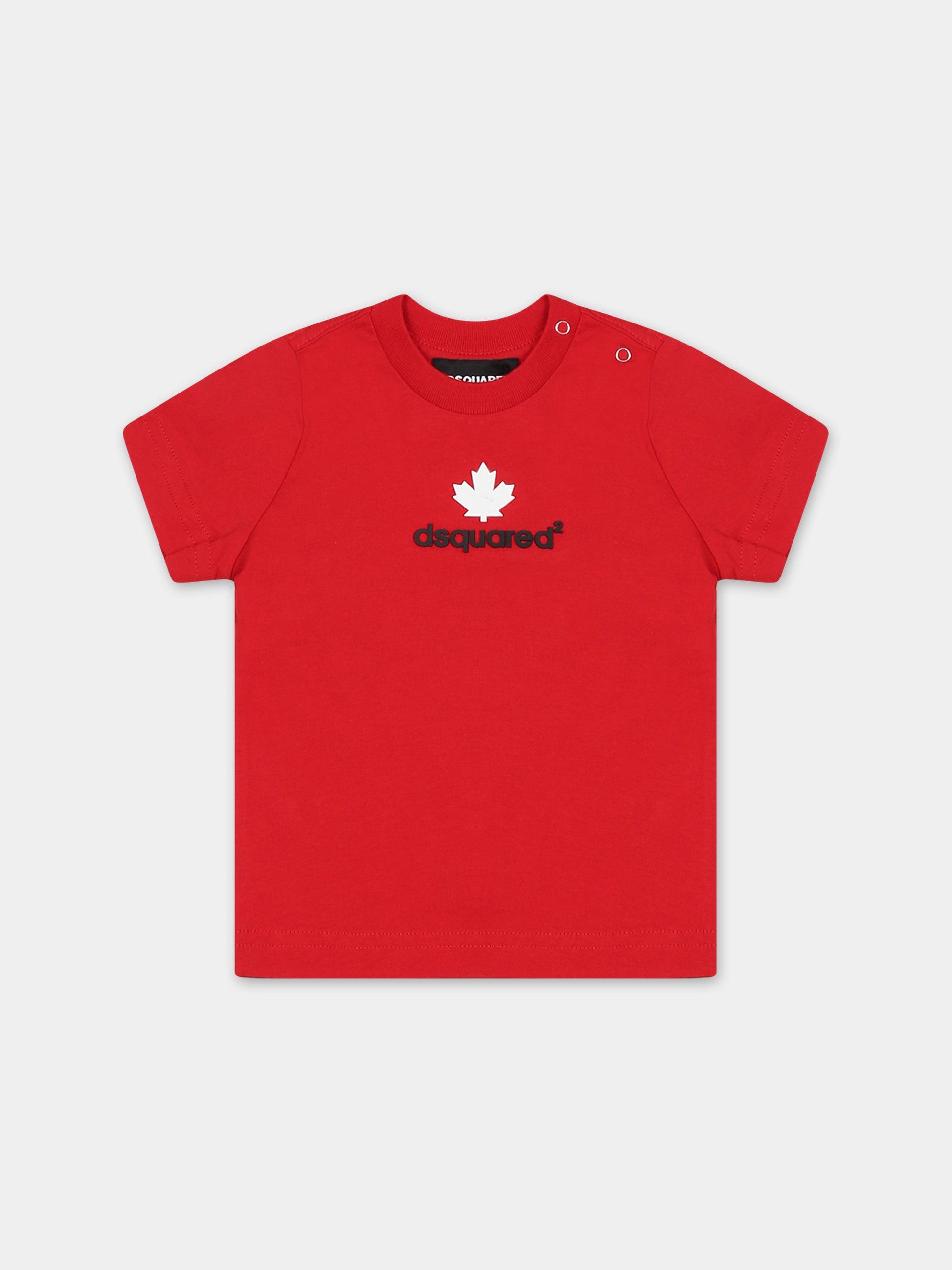 T-shirt rossa per neonati con logo,Dsquared2,DQ0556 D00MM DQ405