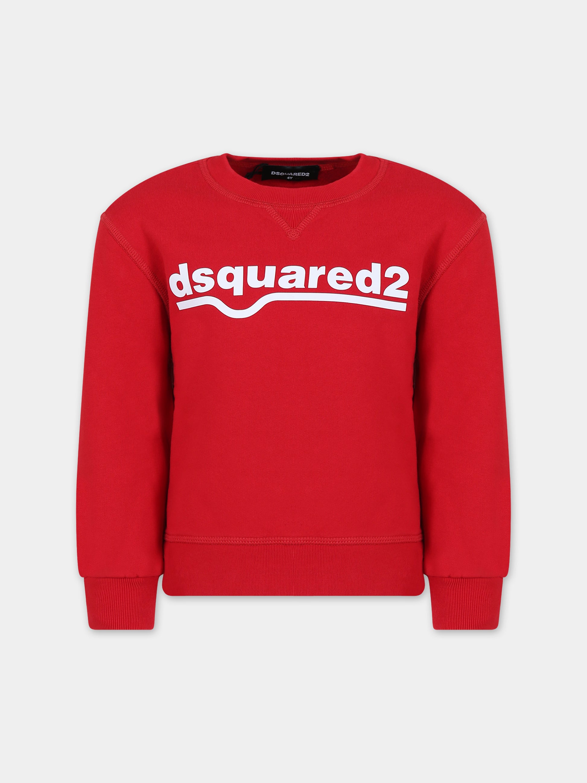 Felpa rossa per bambini con logo,Dsquared2,DQ0541 D002G DQ405