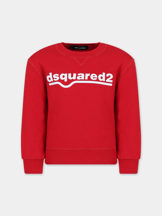 Felpa rossa per bambini con logo,Dsquared2,DQ0541 D002G DQ405