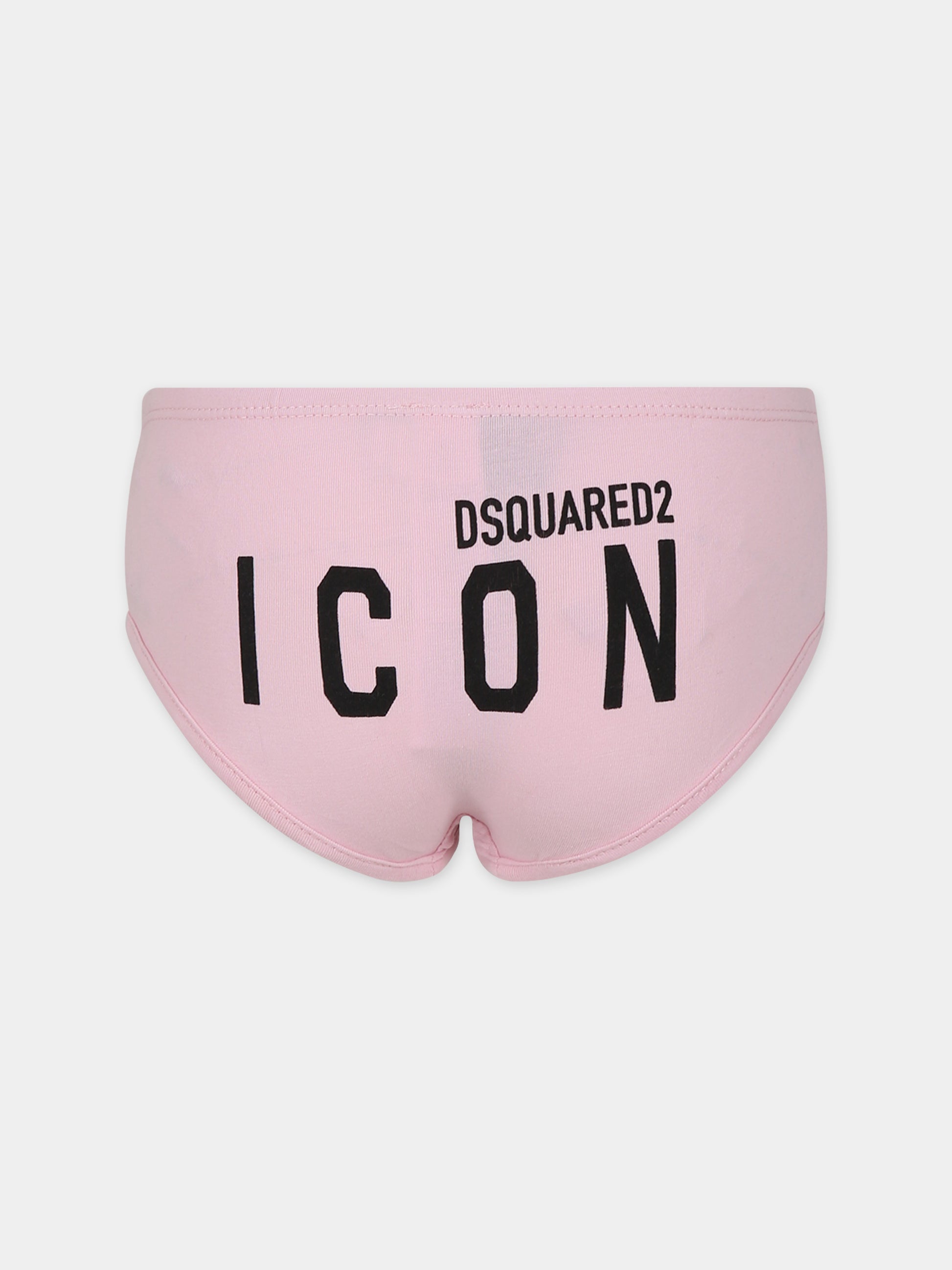 Slip rosa per bambina con logo,Dsquared2,DQ1084 D008J DQ310