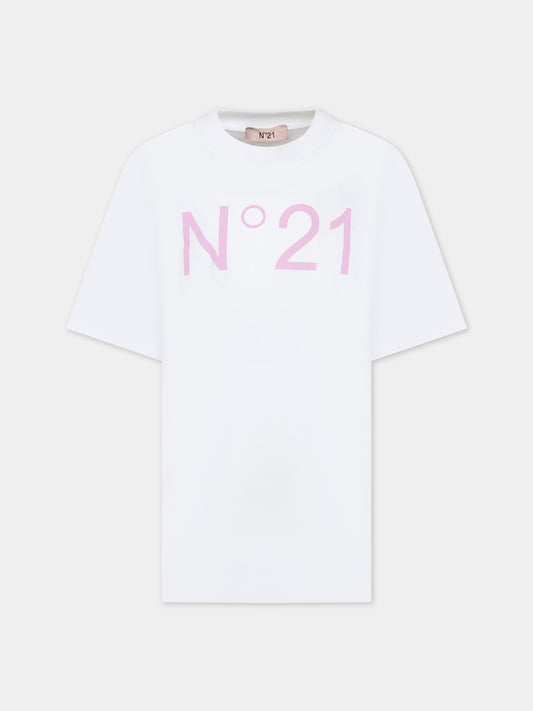 T-shirt bianca per bambina,N°21 Kids,N21617 N0153 0N100