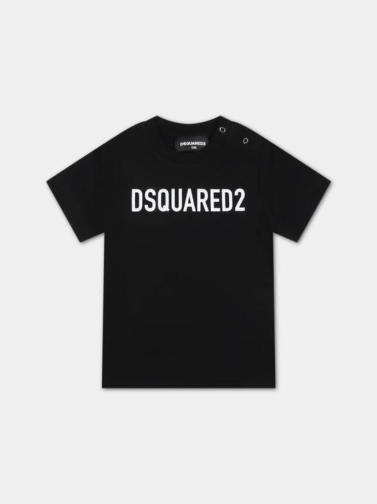 T-shirt nera per neonato con logo,Dsquared2,DQ1293 D00MM DQ900