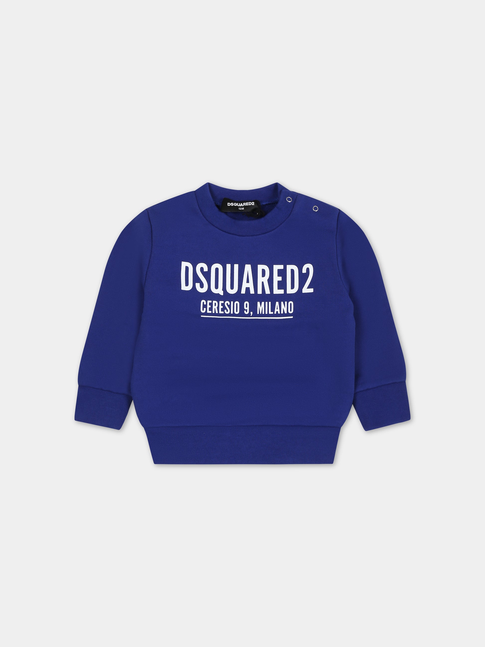 Felpa blu per neonati con logo,Dsquared2,DQ0843 D002Y DQ870