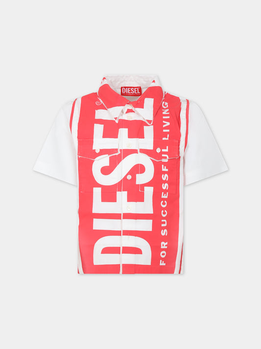 Camicia bianca per bambino con logo,Diesel,J01137 KXBFJ K129A