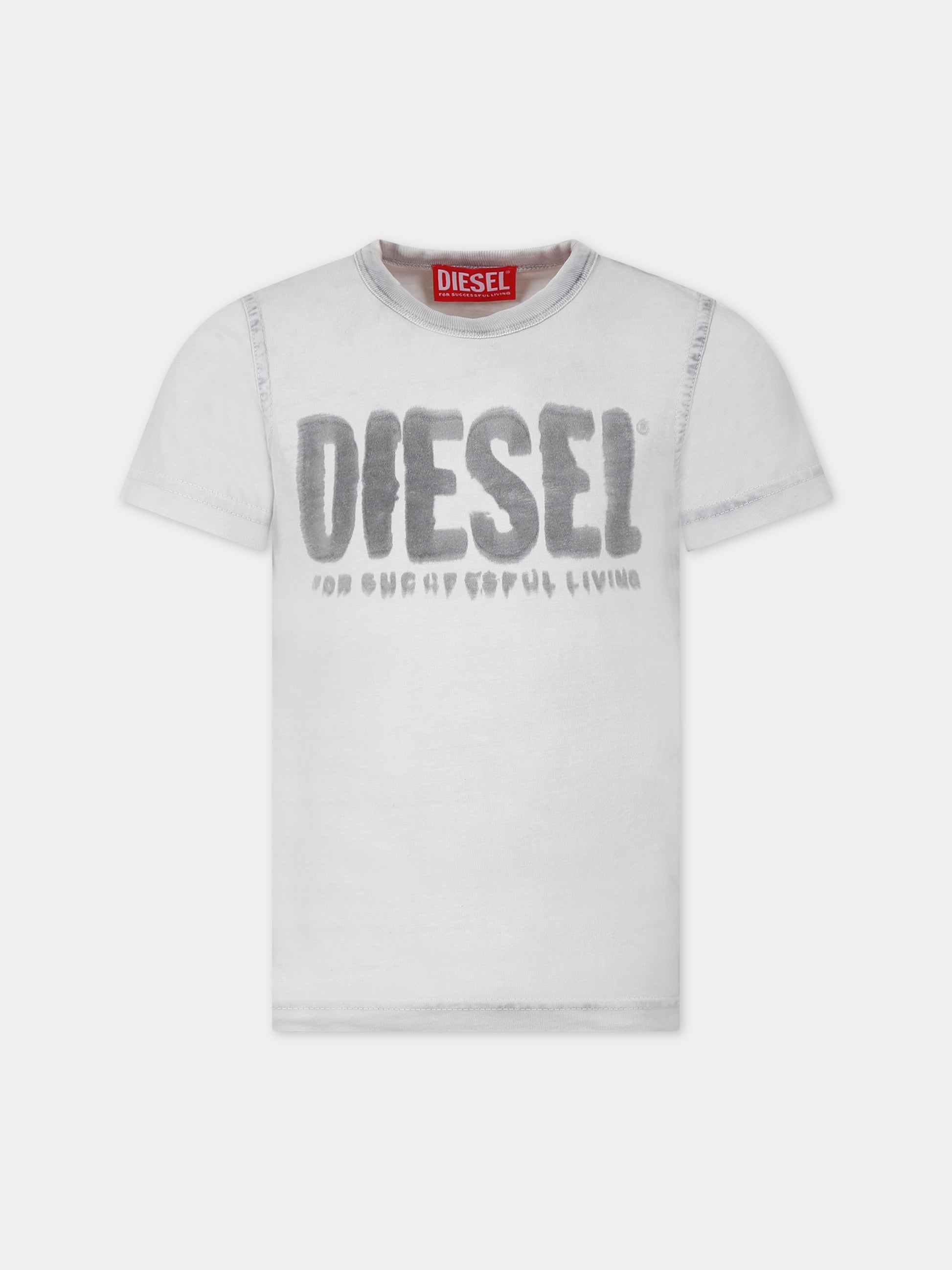 T-shirt grigia per bambino con logo,Diesel,J01130 0KFAV K955