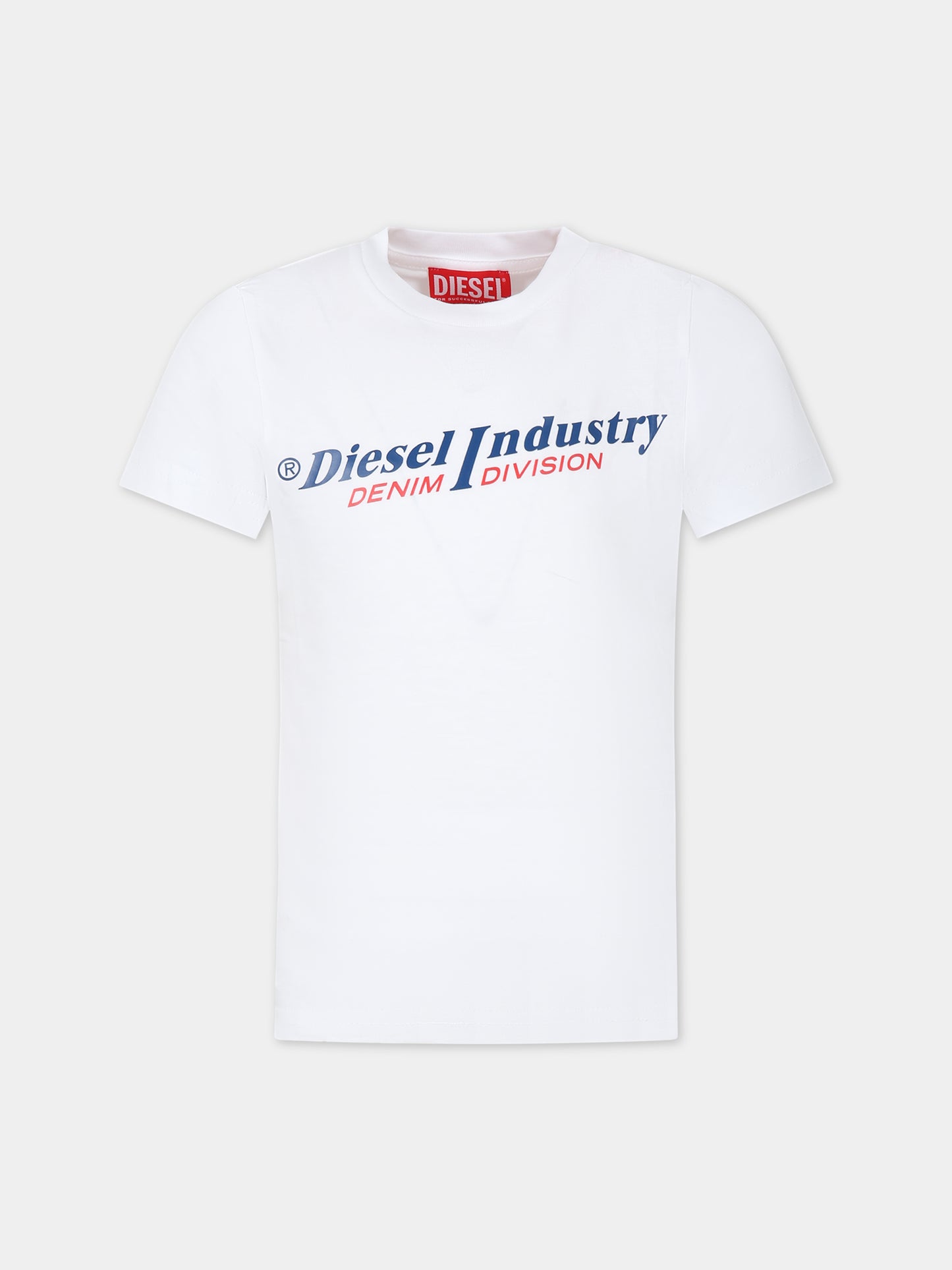 T-shirt bianca per bambino con logo,Diesel,J01132 00YI9 K100