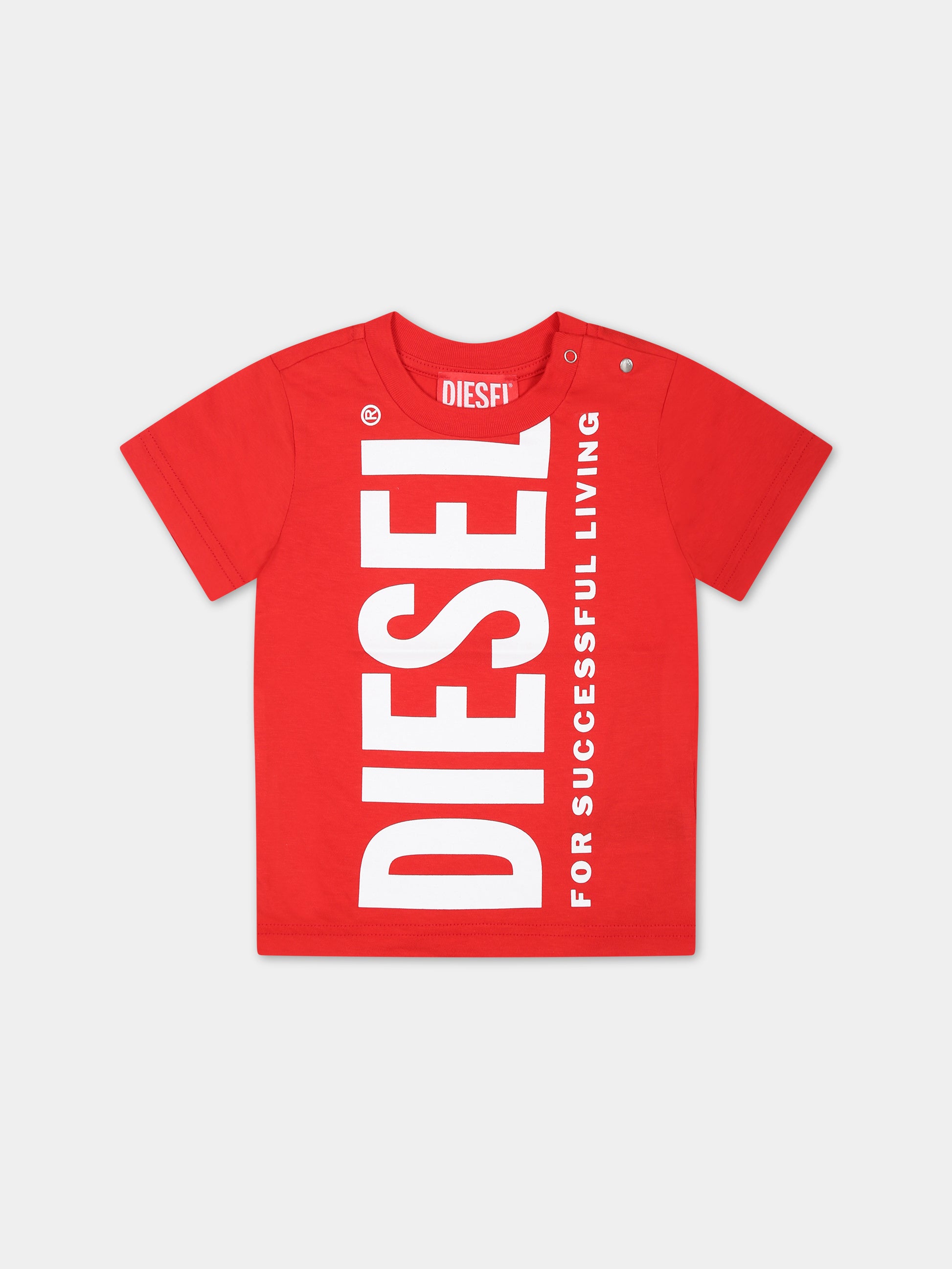 T-shirt rossa per neonati con logo,Diesel,K00347 00YI9 K438