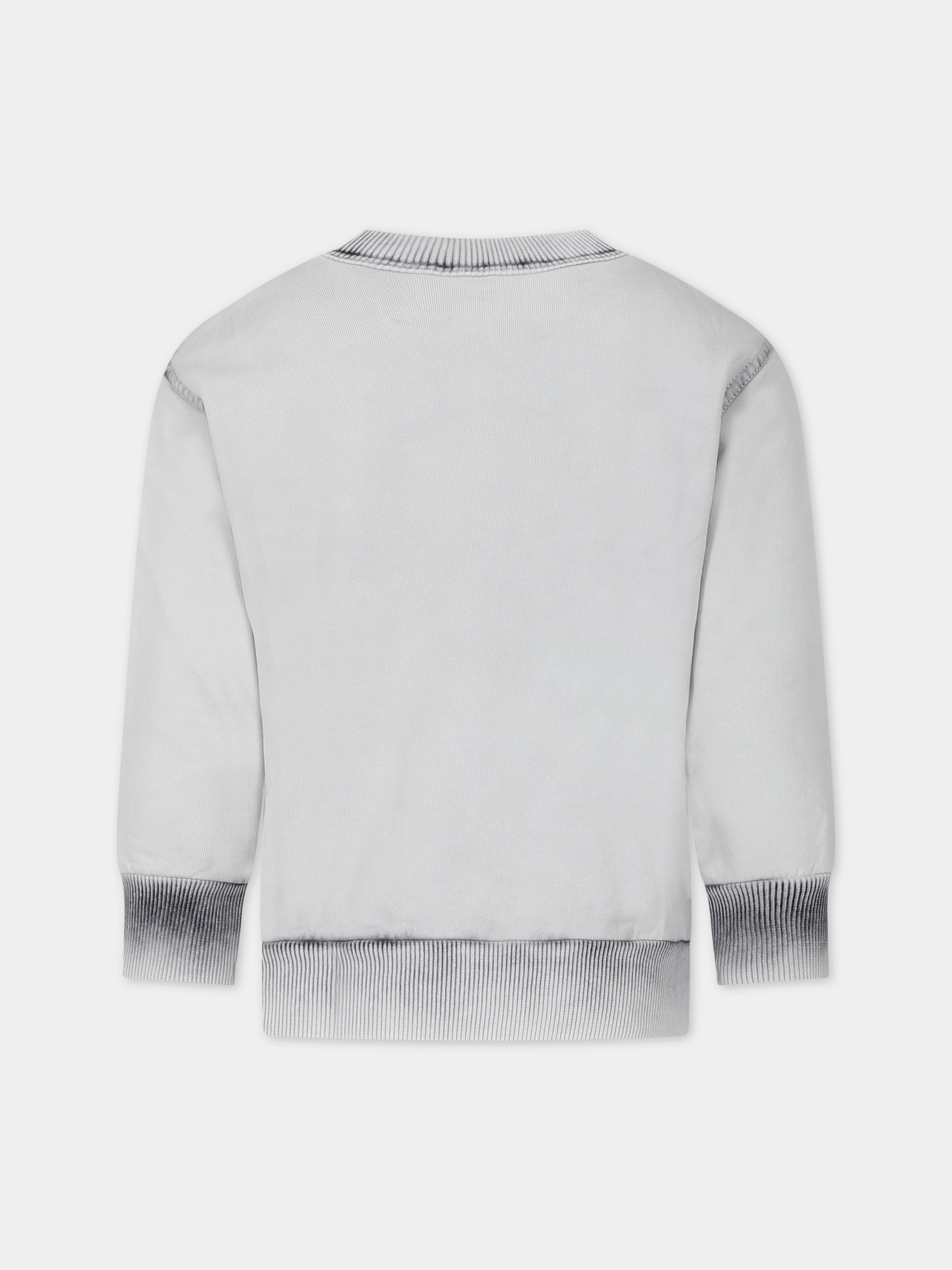 Felpa grigia per bambino con logo,Diesel,J01114 KYAU8 K955