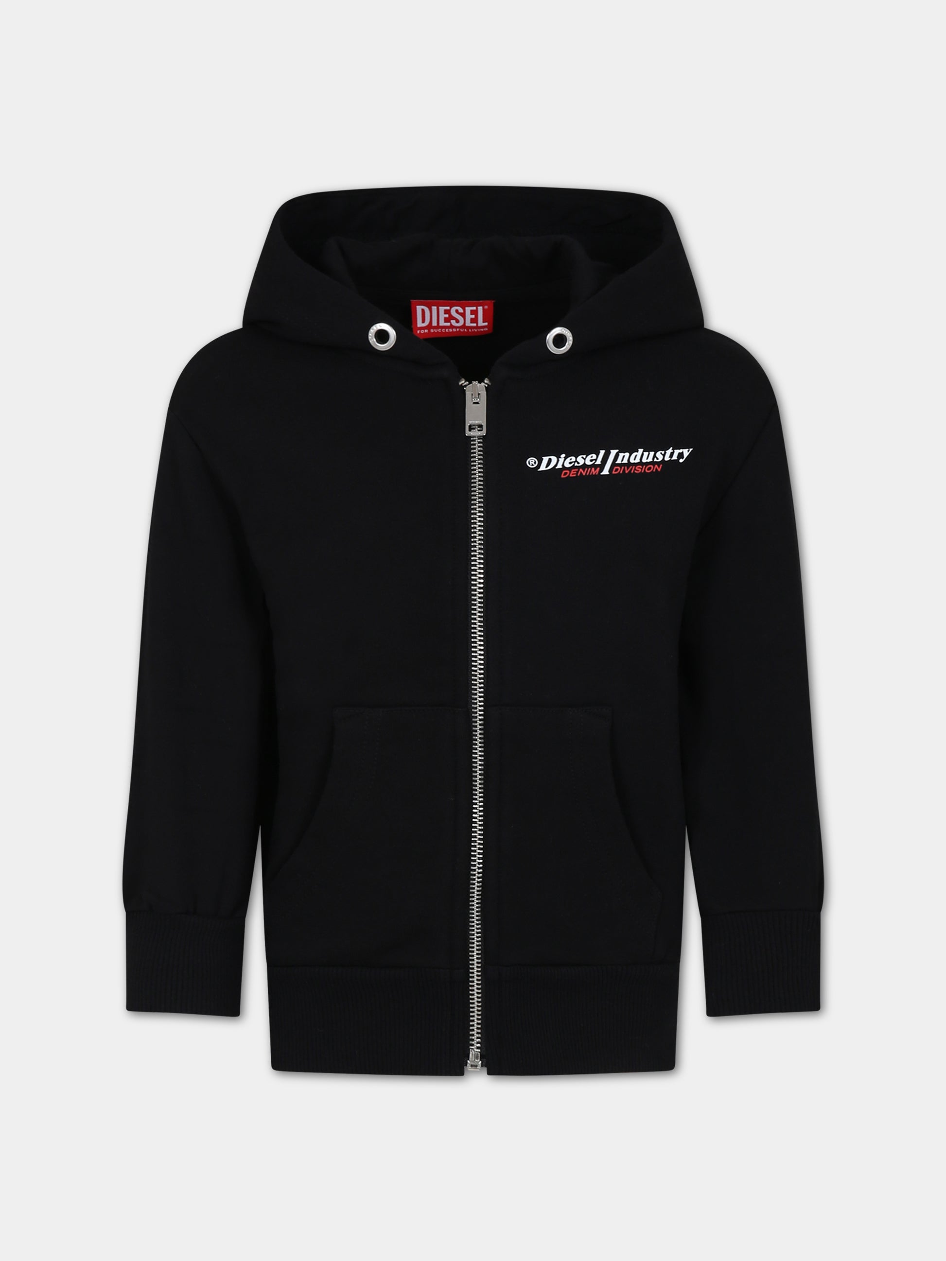 Felpa nera per bambino con logo,Diesel,J01116 0IAJH K900