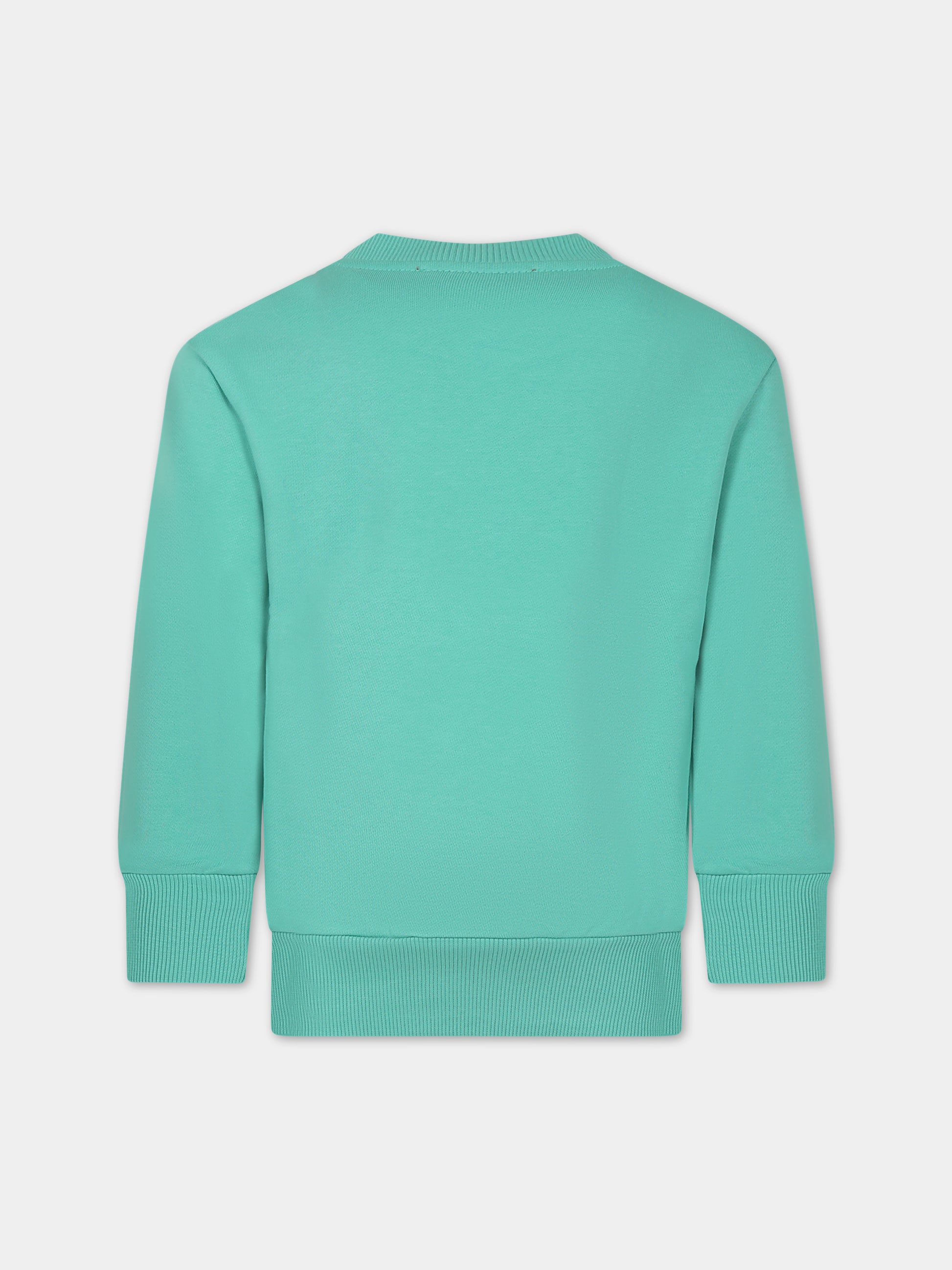 Felpa verde per bambino con stampa logo,Diesel,J01117 0IAJH K50T