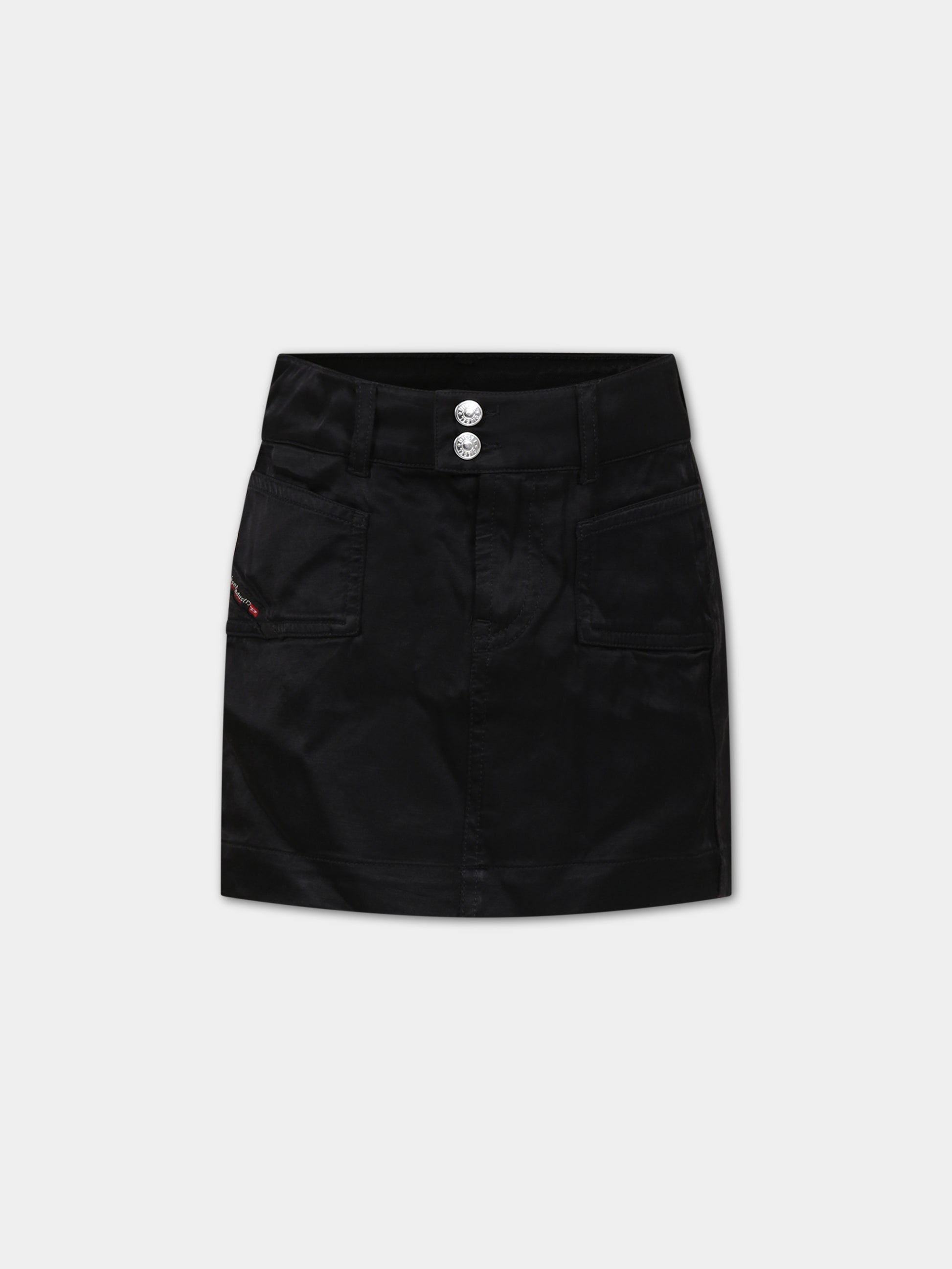 Gonna nera per bambina con tasche,Diesel,J01161 KXBE3 K900