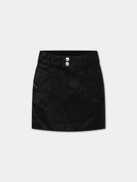 Gonna nera per bambina con tasche,Diesel,J01161 KXBE3 K900