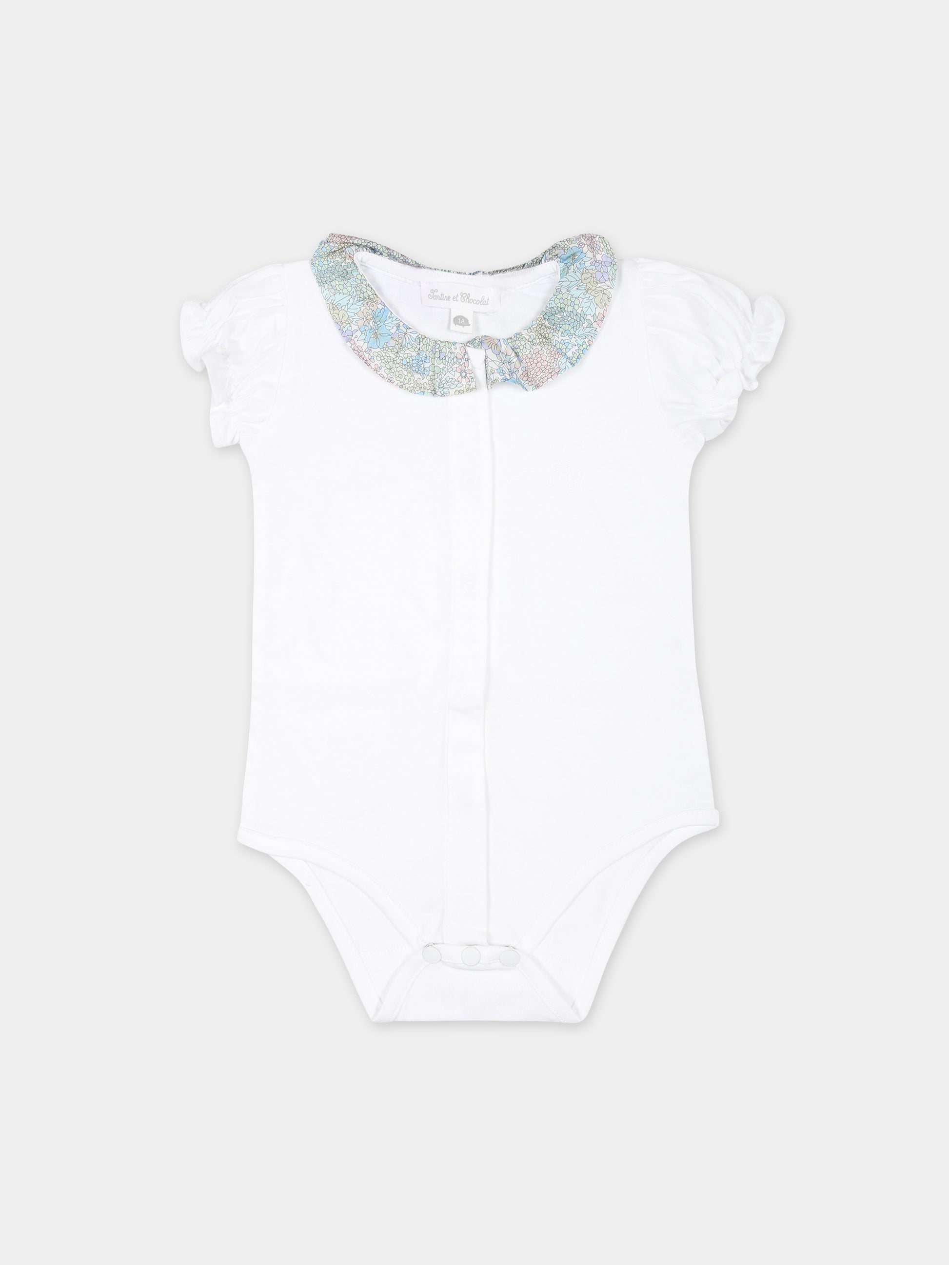 Body bianco per neonata con tessuto Liberty,Tartine Et Chocolat,TY11000 01