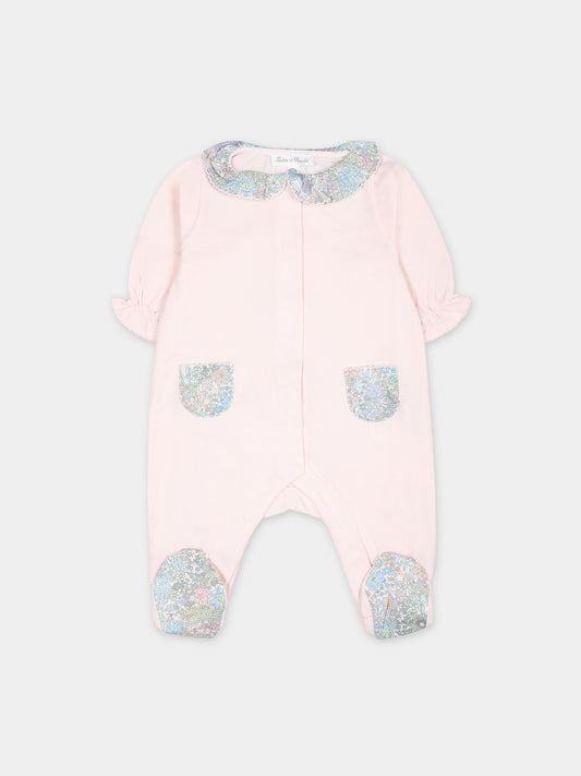 Tutina rosa per neonata con tessuto Liberty,Tartine Et Chocolat,TY54000 31