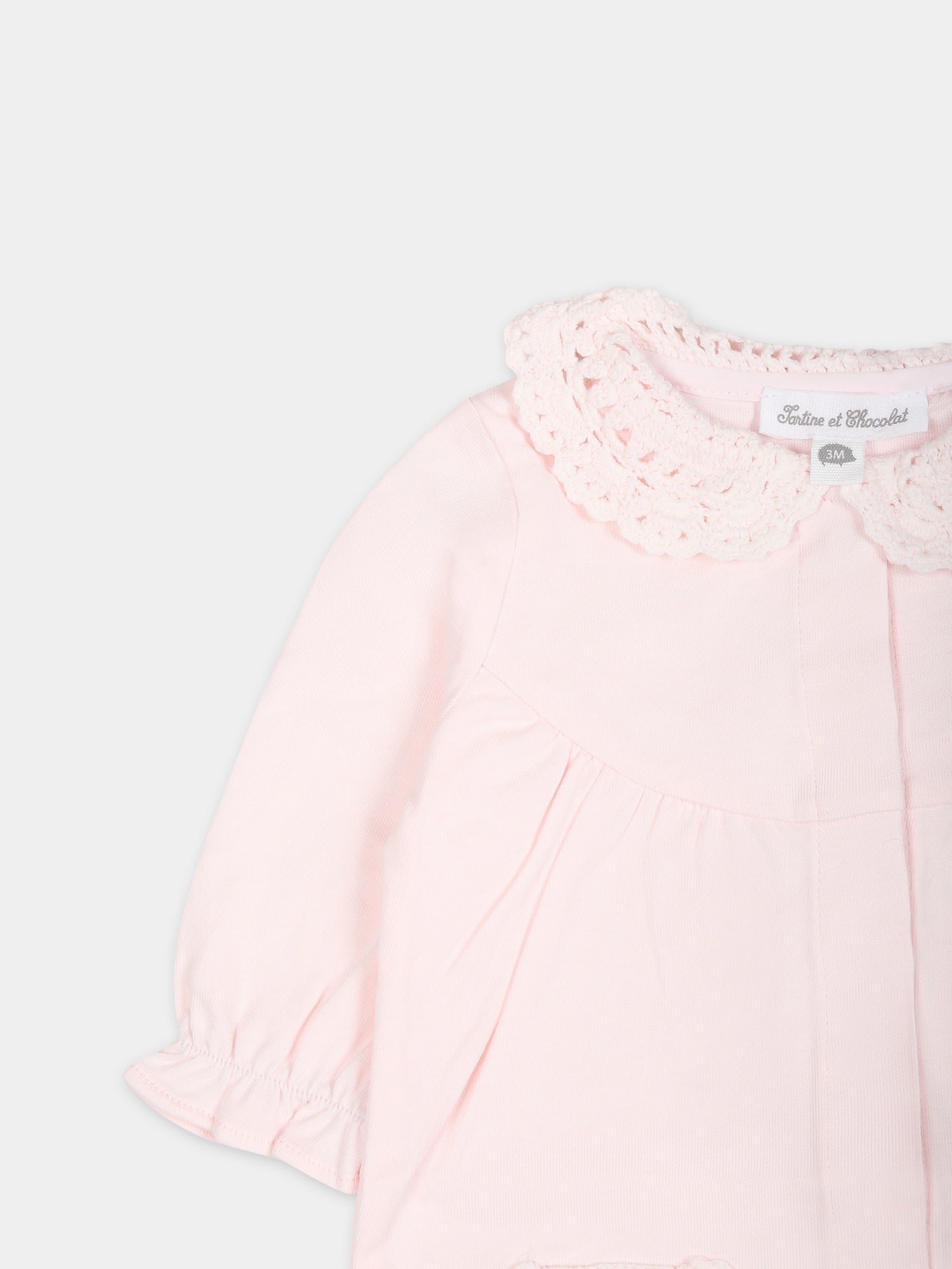Tutina rosa per neonata con pizzo macramè,Tartine Et Chocolat,TY54140 31
