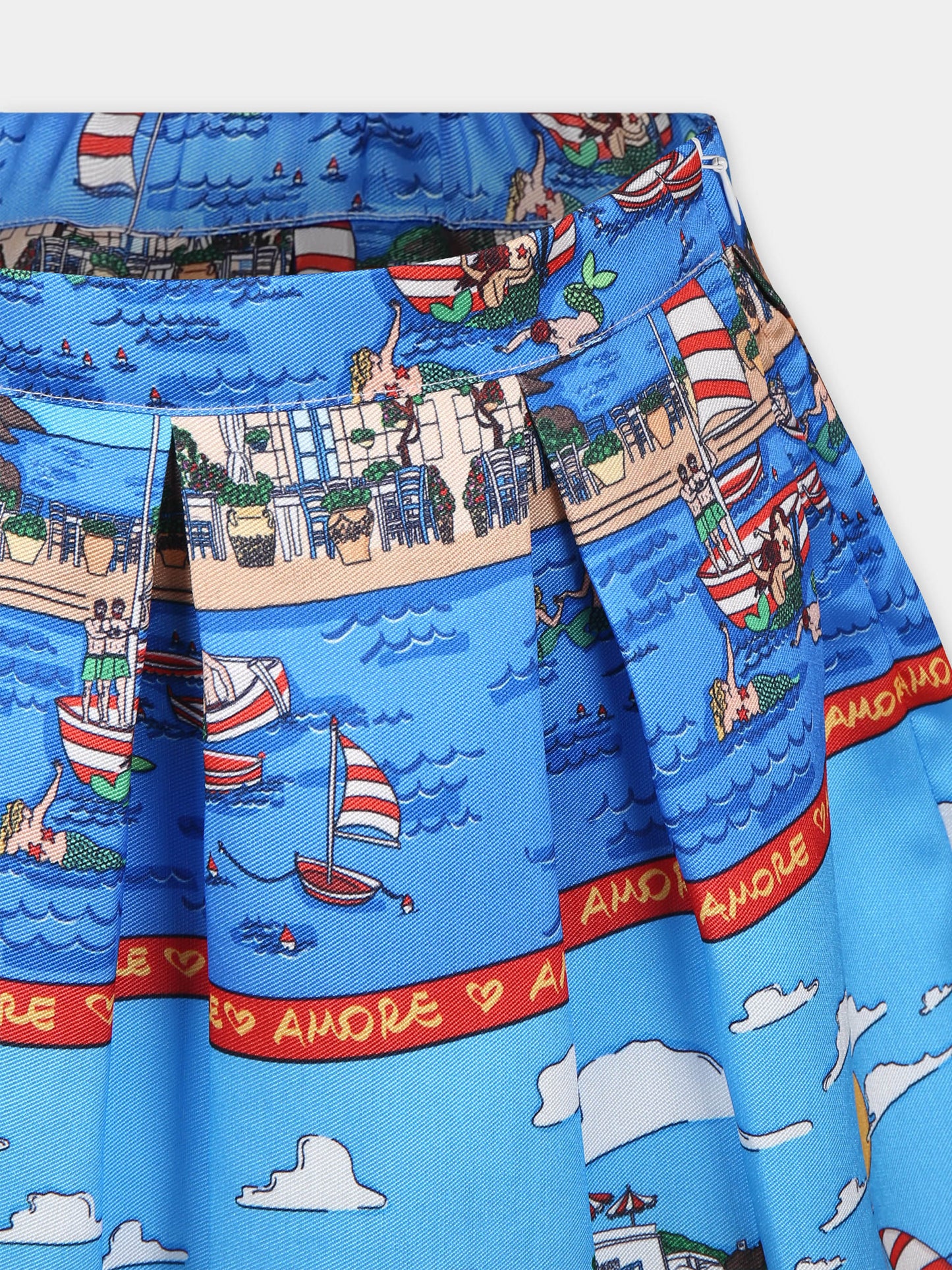 Gonna azzurra per bambina con stampa pop,Alessandro Enriquez X Barcellino,112307