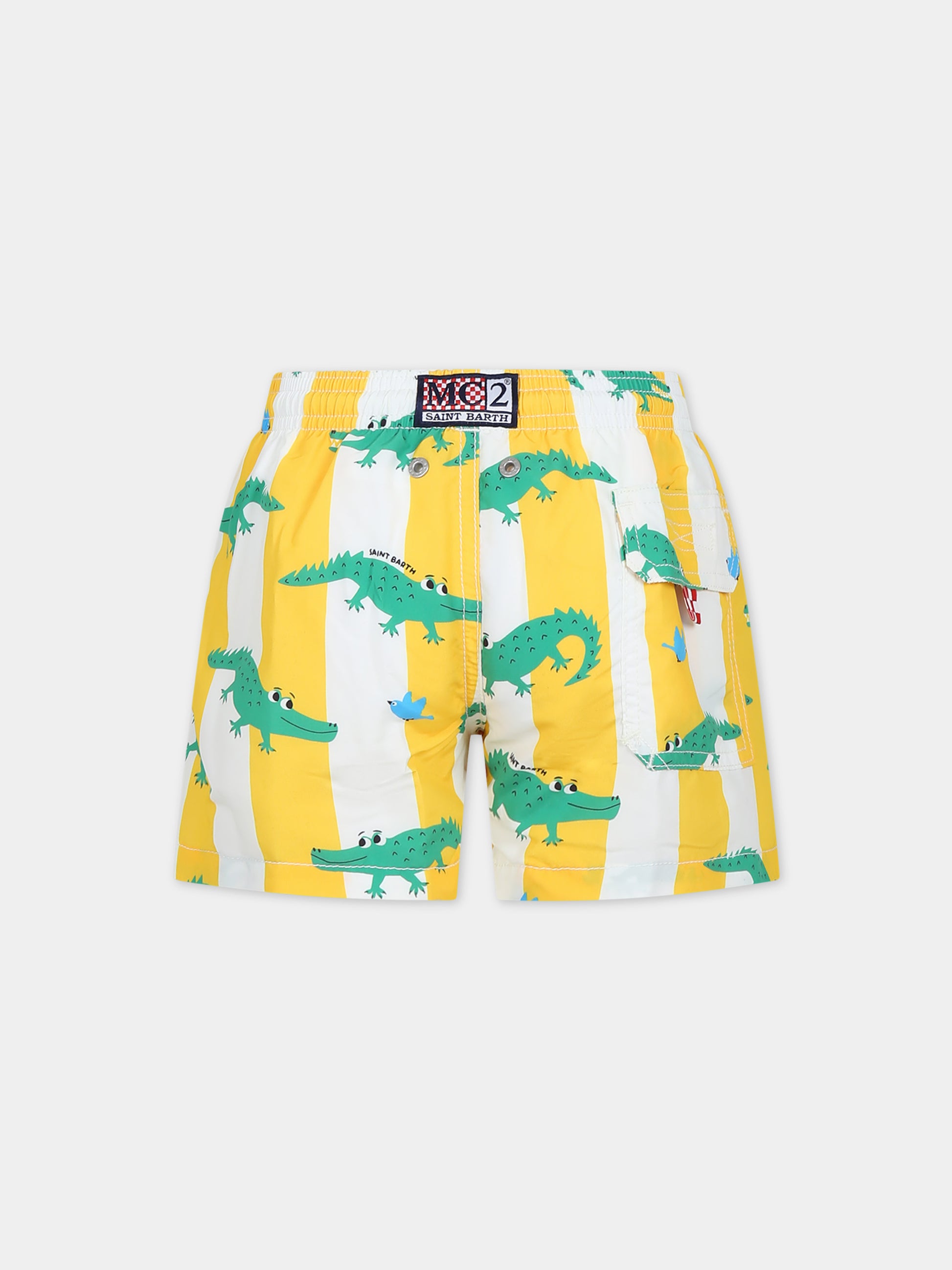 Boxer mare giallo per bambino con stampa coccodrilli,Mc2 Saint Barth,JEA0001 00280F