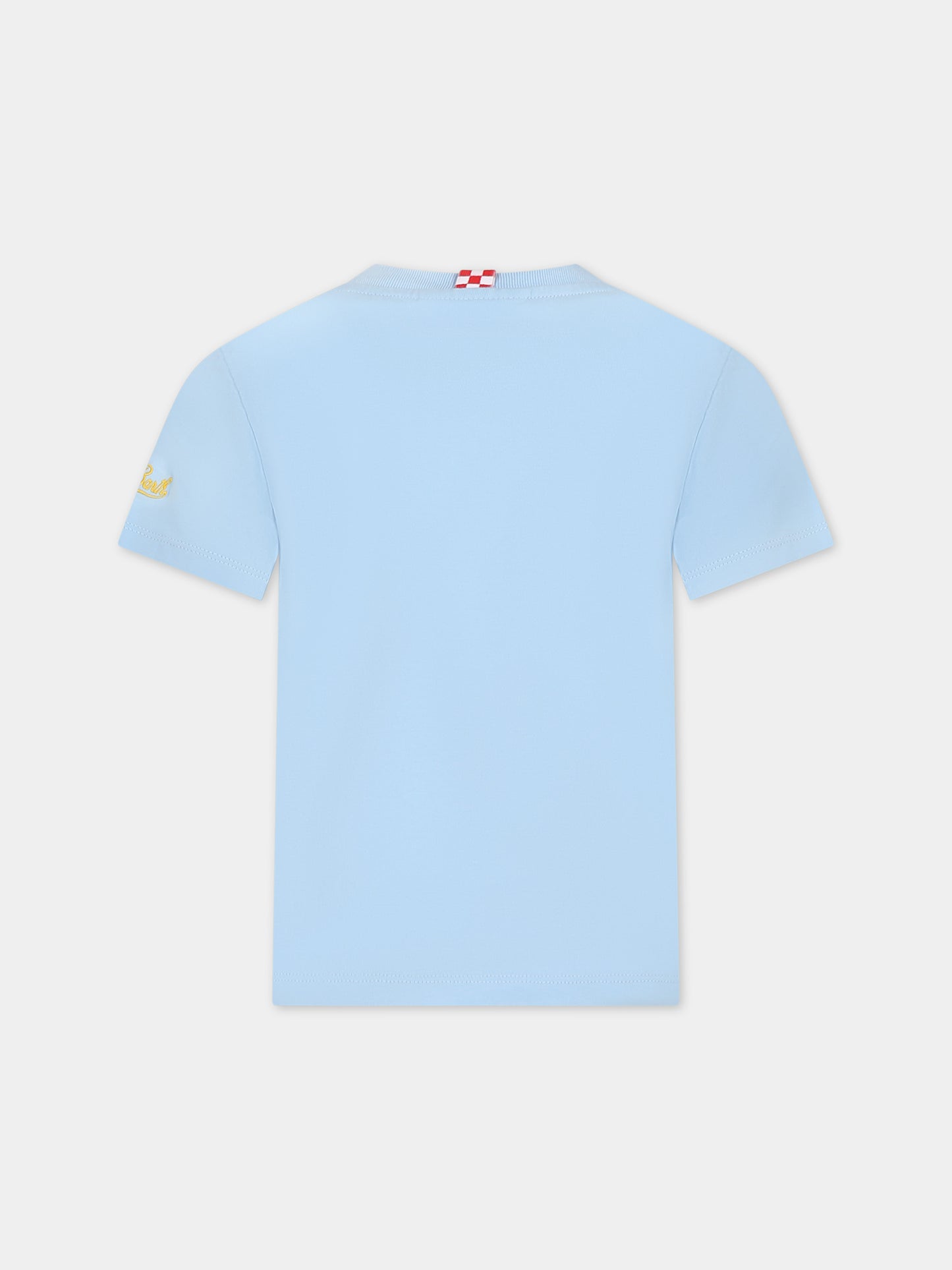 T-shirt celeste per bambino con granchio e scritta,Mc2 Saint Barth,TSH0001 02180F