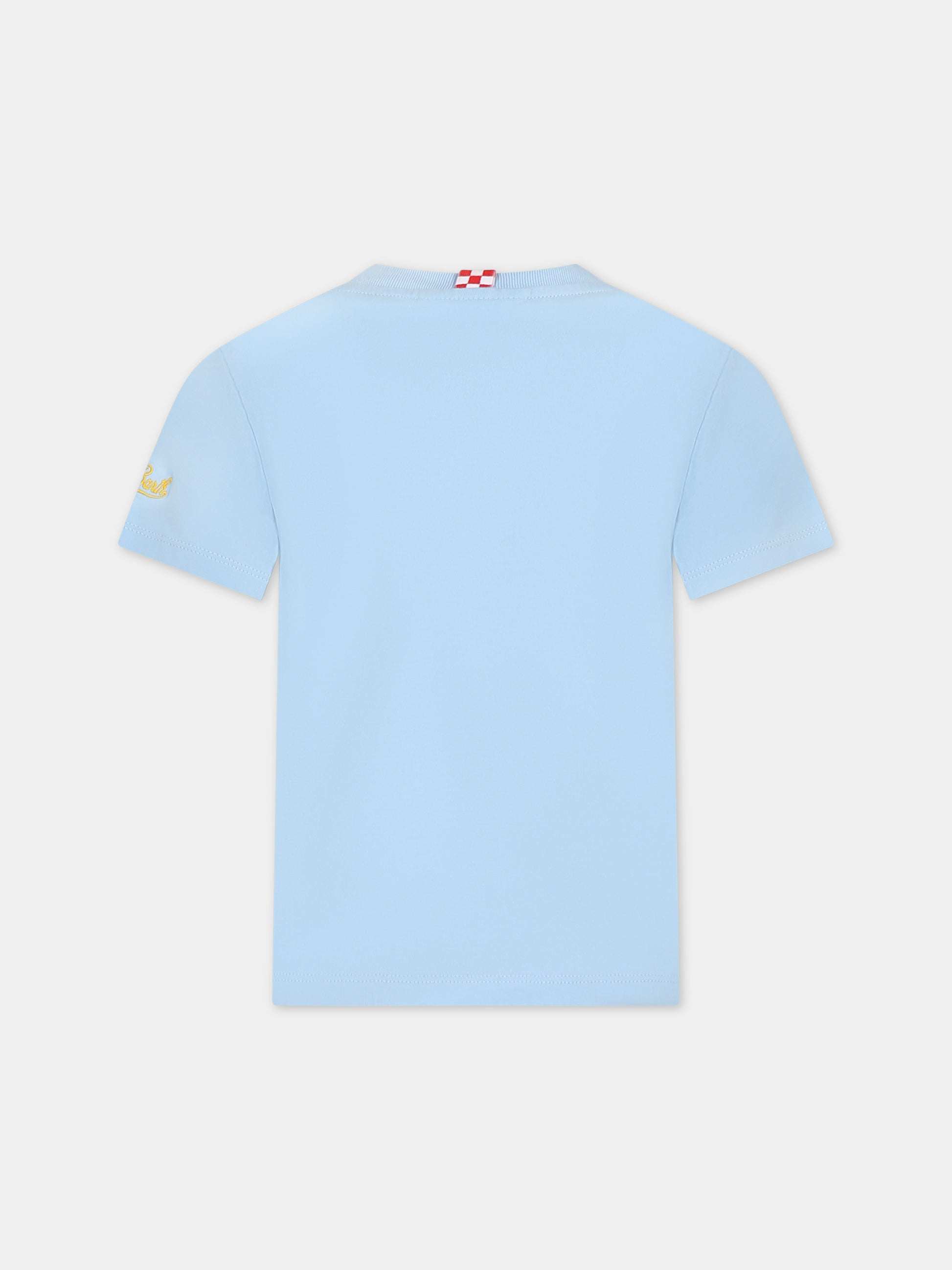 T-shirt celeste per bambino con granchio e scritta,Mc2 Saint Barth,TSH0001 02180F