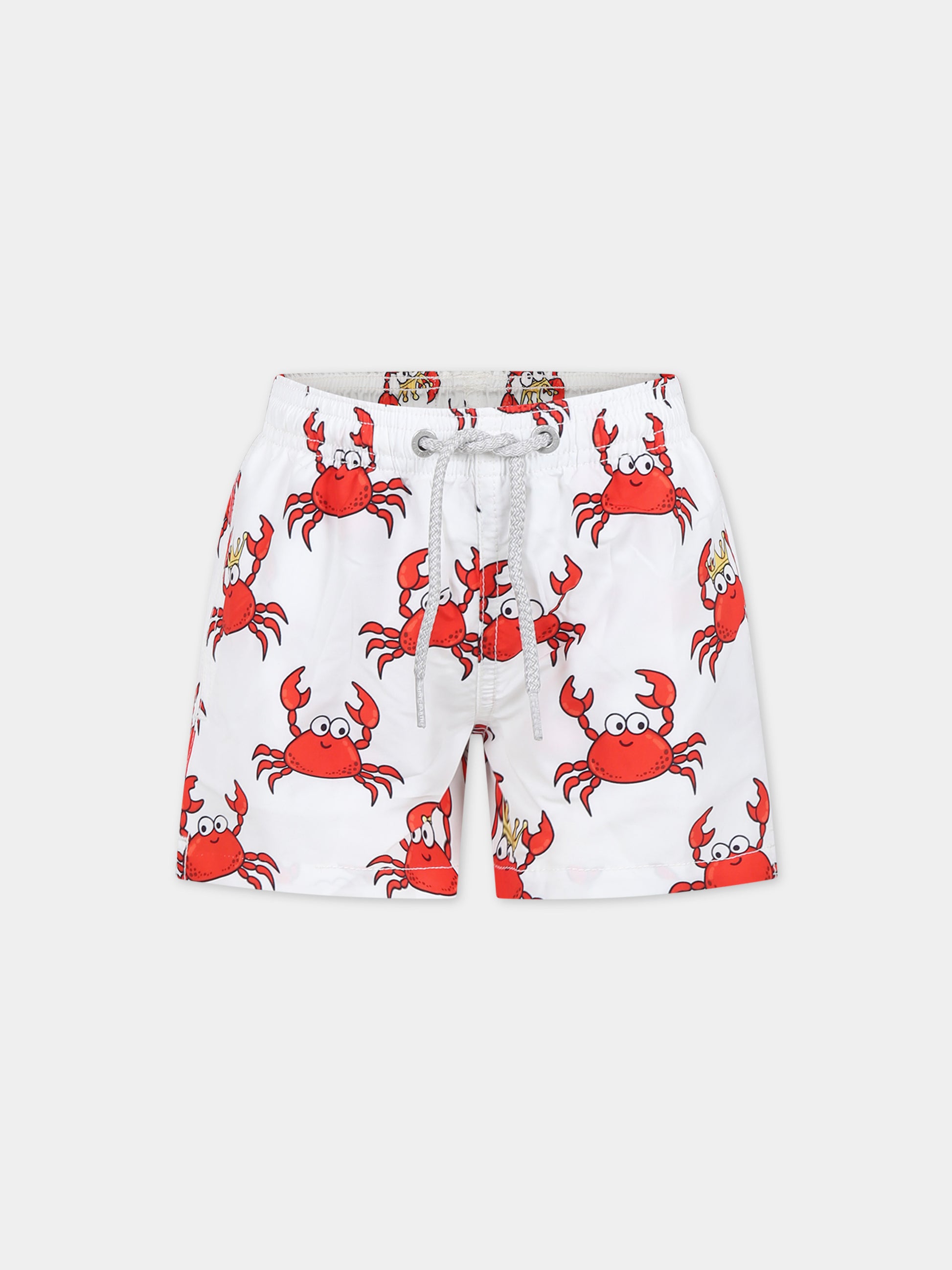 Boxer mare bianco per bambino con stampa granchi,Mc2 Saint Barth,JEA0001 01974F