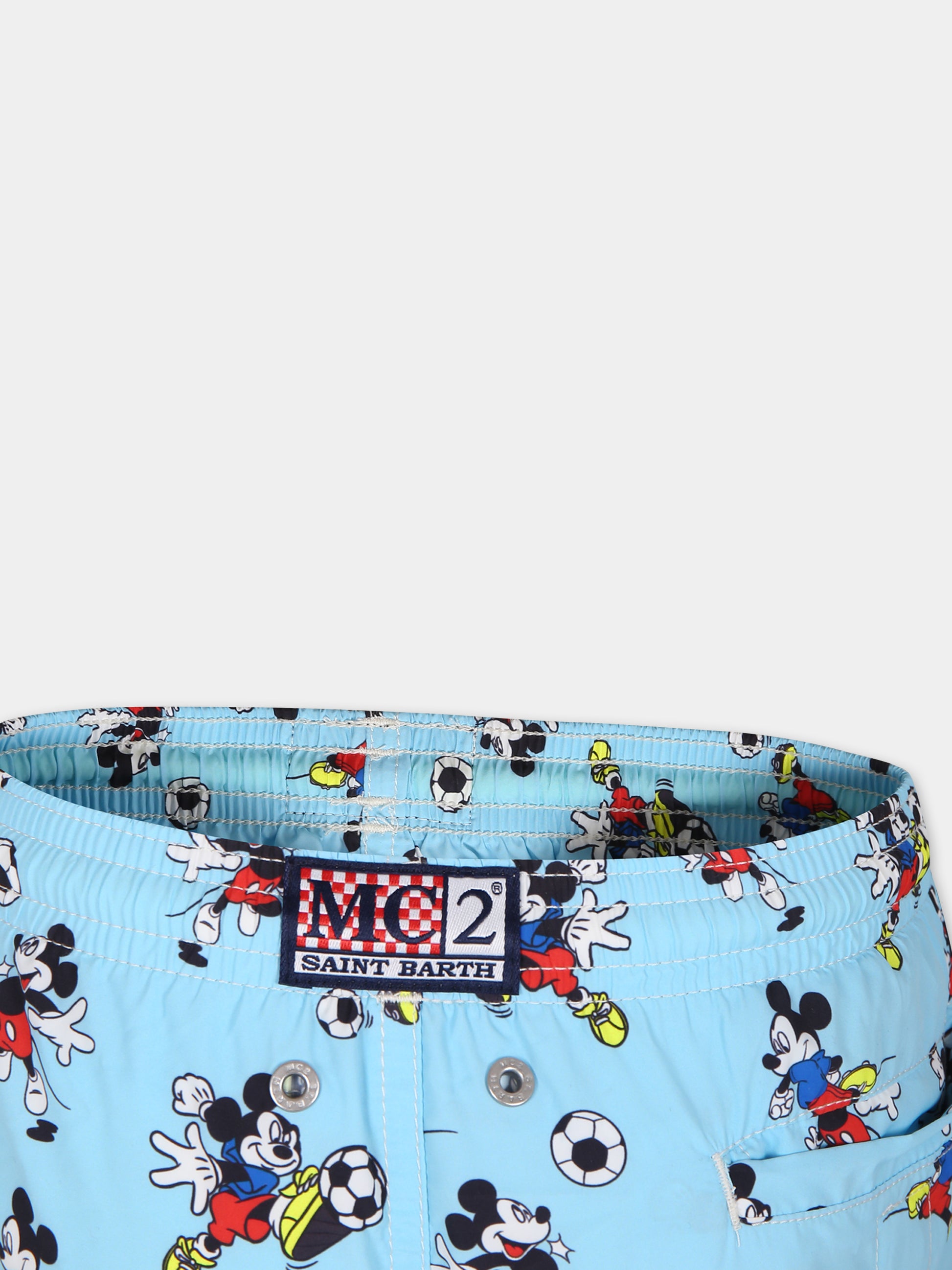 Boxer mare celeste per bambino con stampa Topolino,Mc2 Saint Barth,JEA0004 00713F