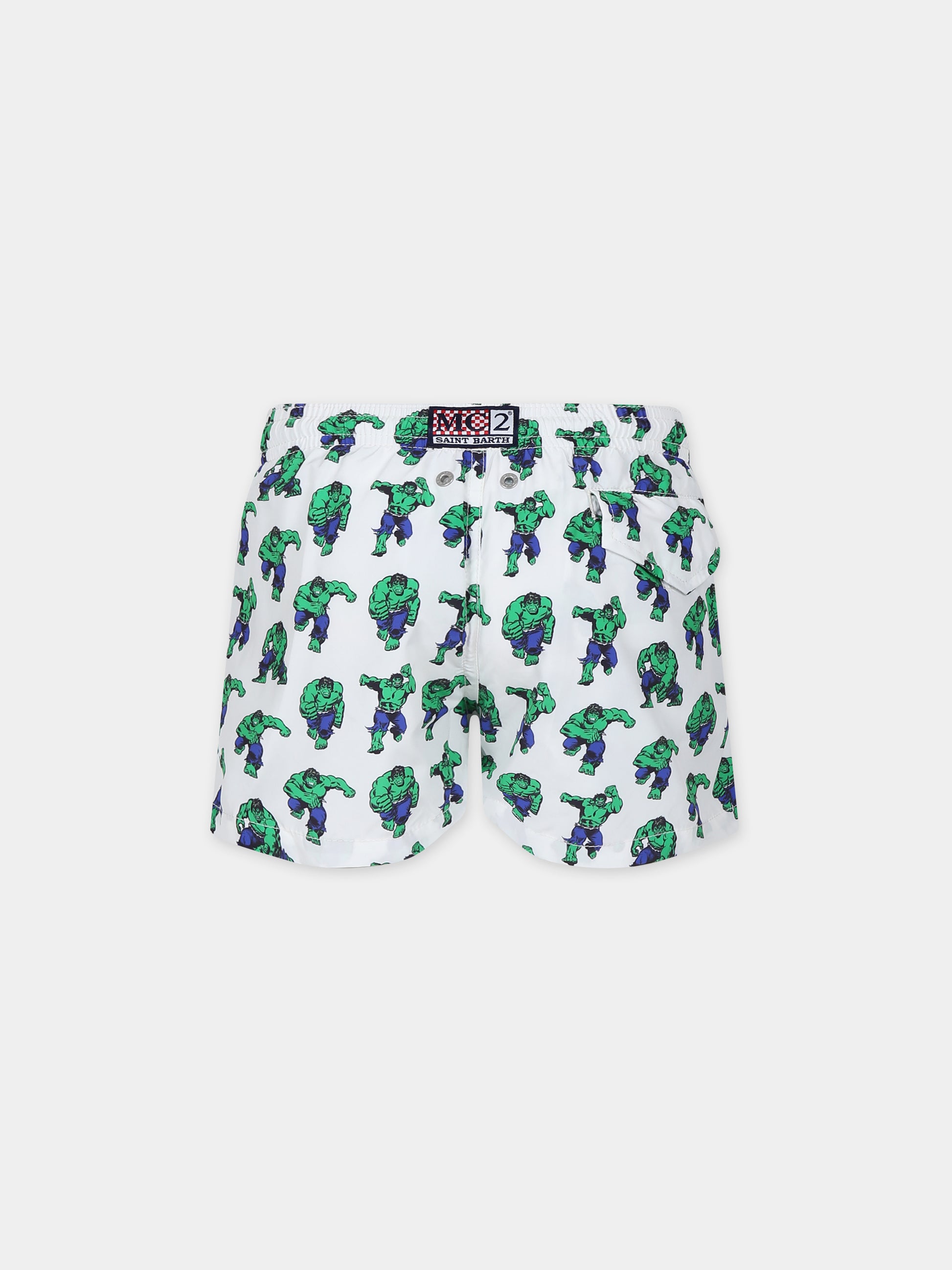 Boxer mare bianco per bambino con stampa Hulk,Mc2 Saint Barth,JEA0004 00668F