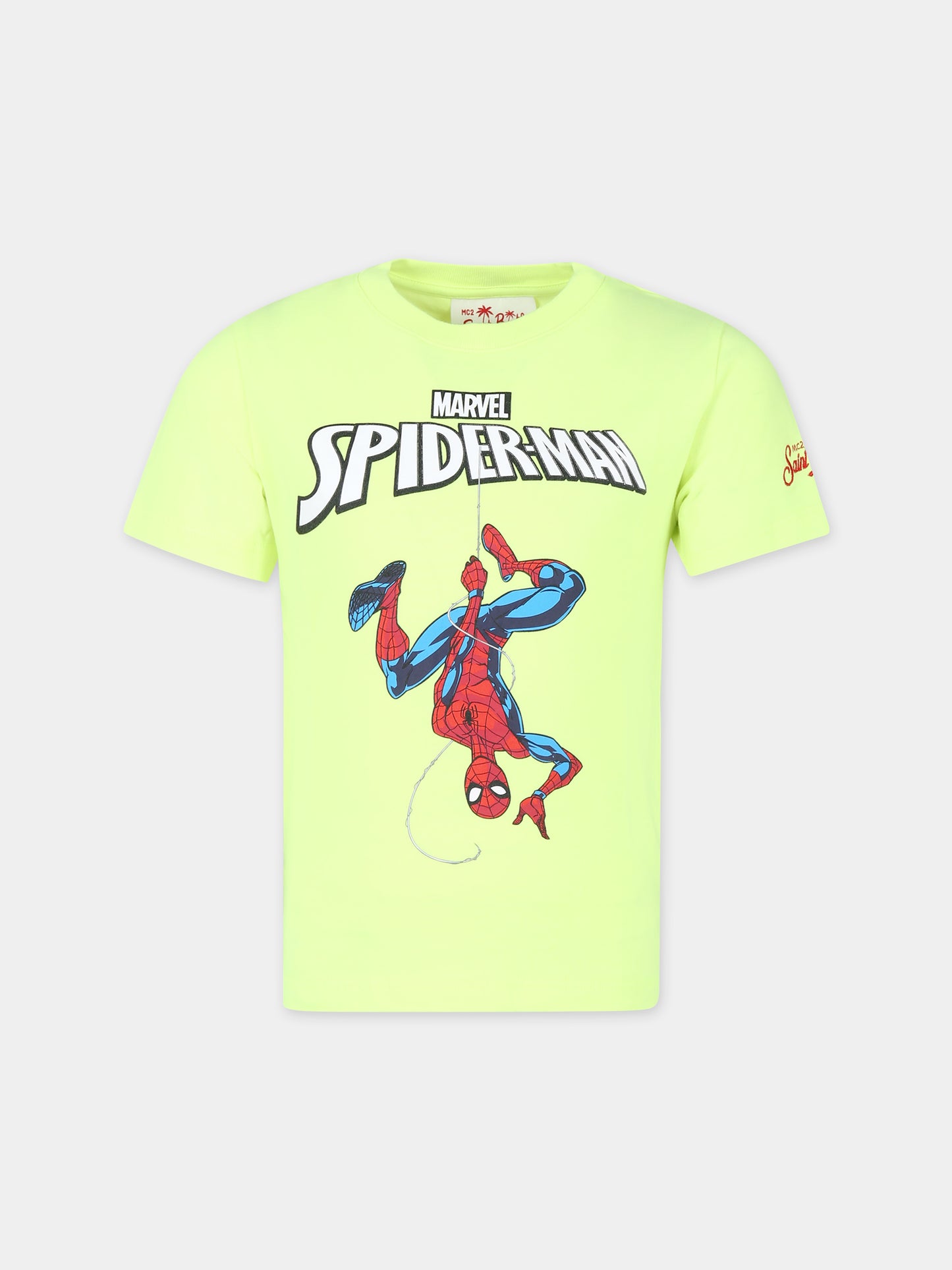 T-shirt gialla per bambino con stampa Spiderman,Mc2 Saint Barth,TSH0001 03268F