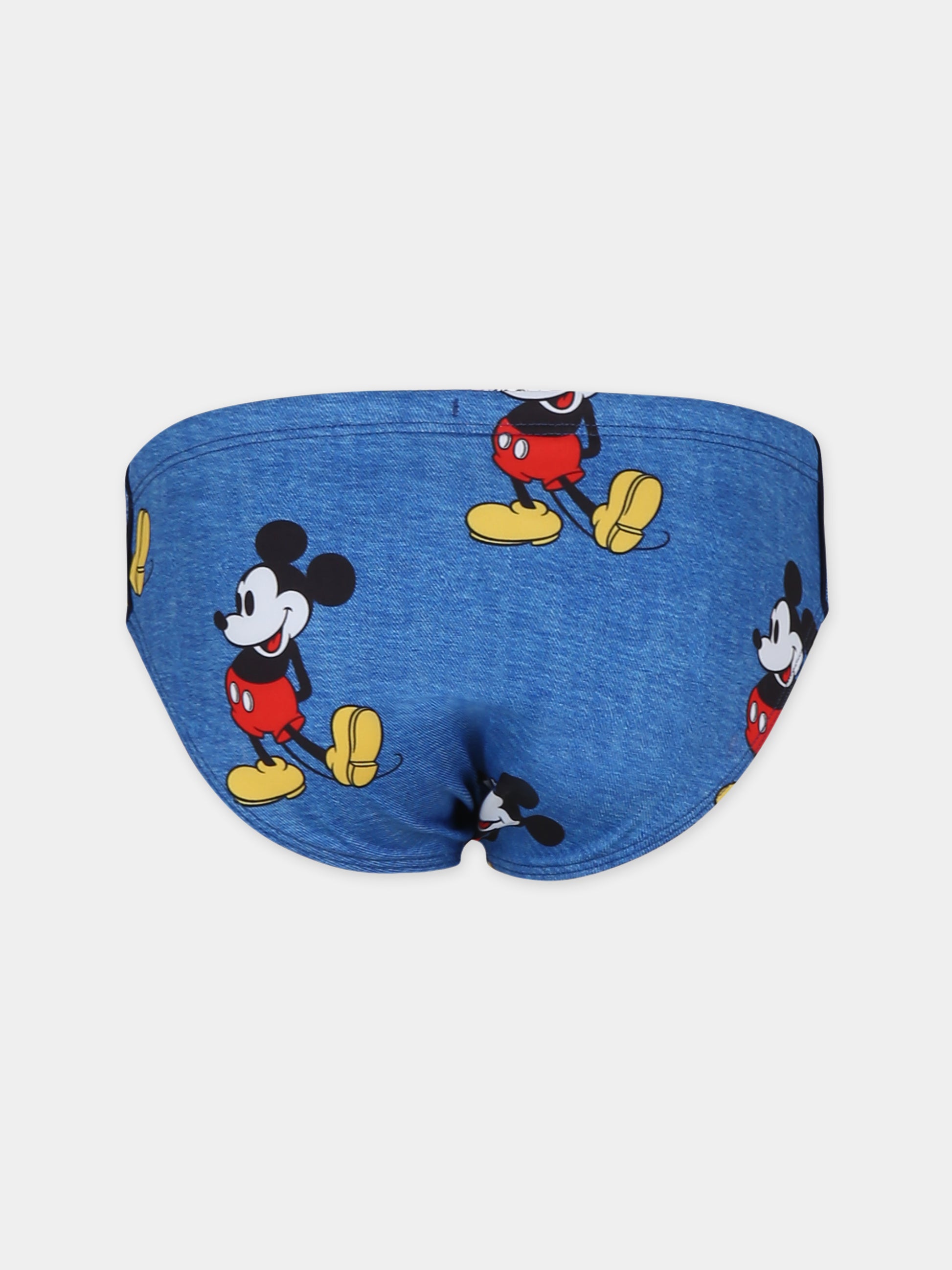 Slip mare blu per bambino con stampa Topolino e logo,Mc2 Saint Barth,BIL0001 01651F