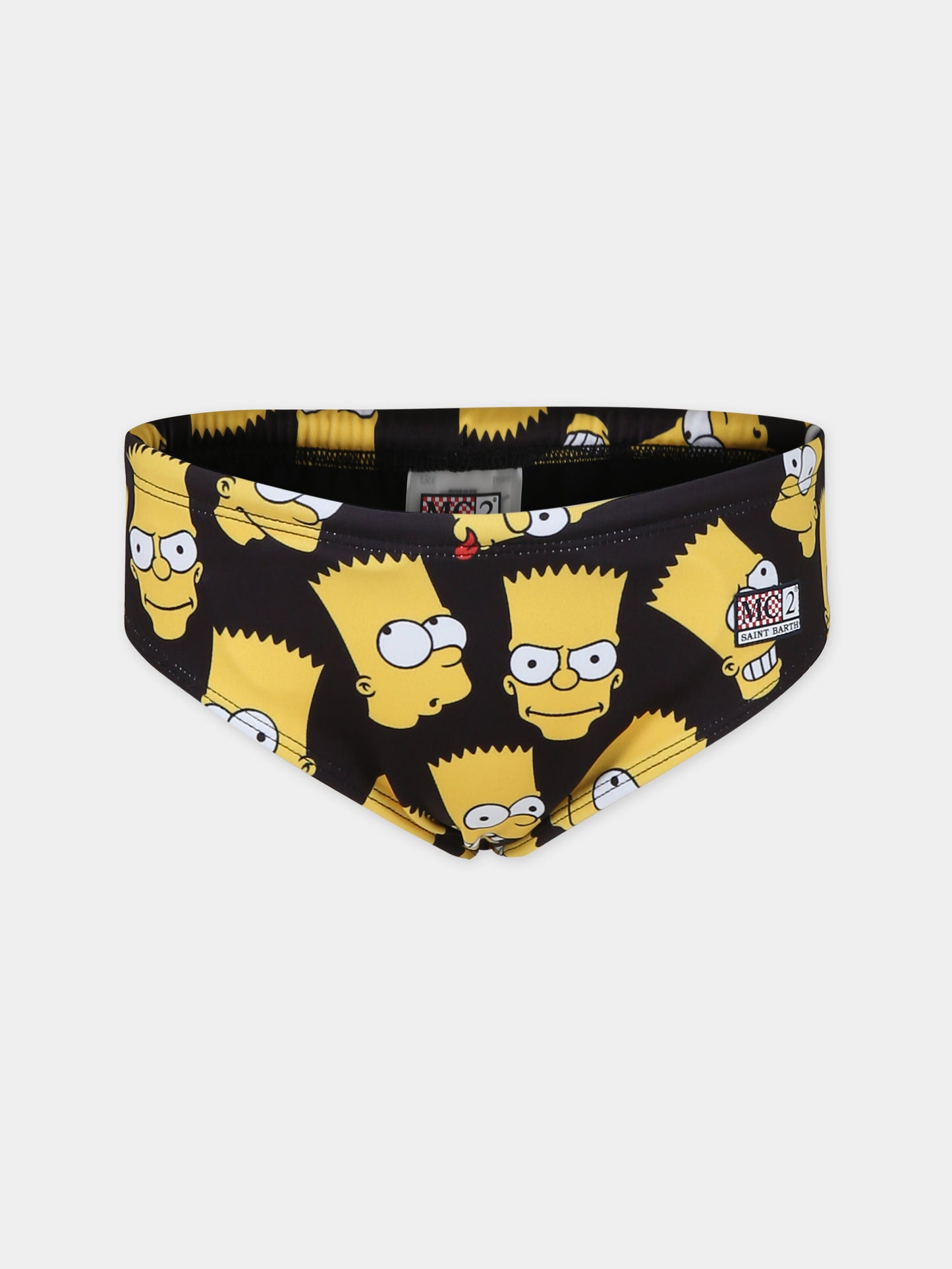 Slip mare nero per bambino con stampa Bart Simpson e logo,Mc2 Saint Barth,BIL0001 02590F