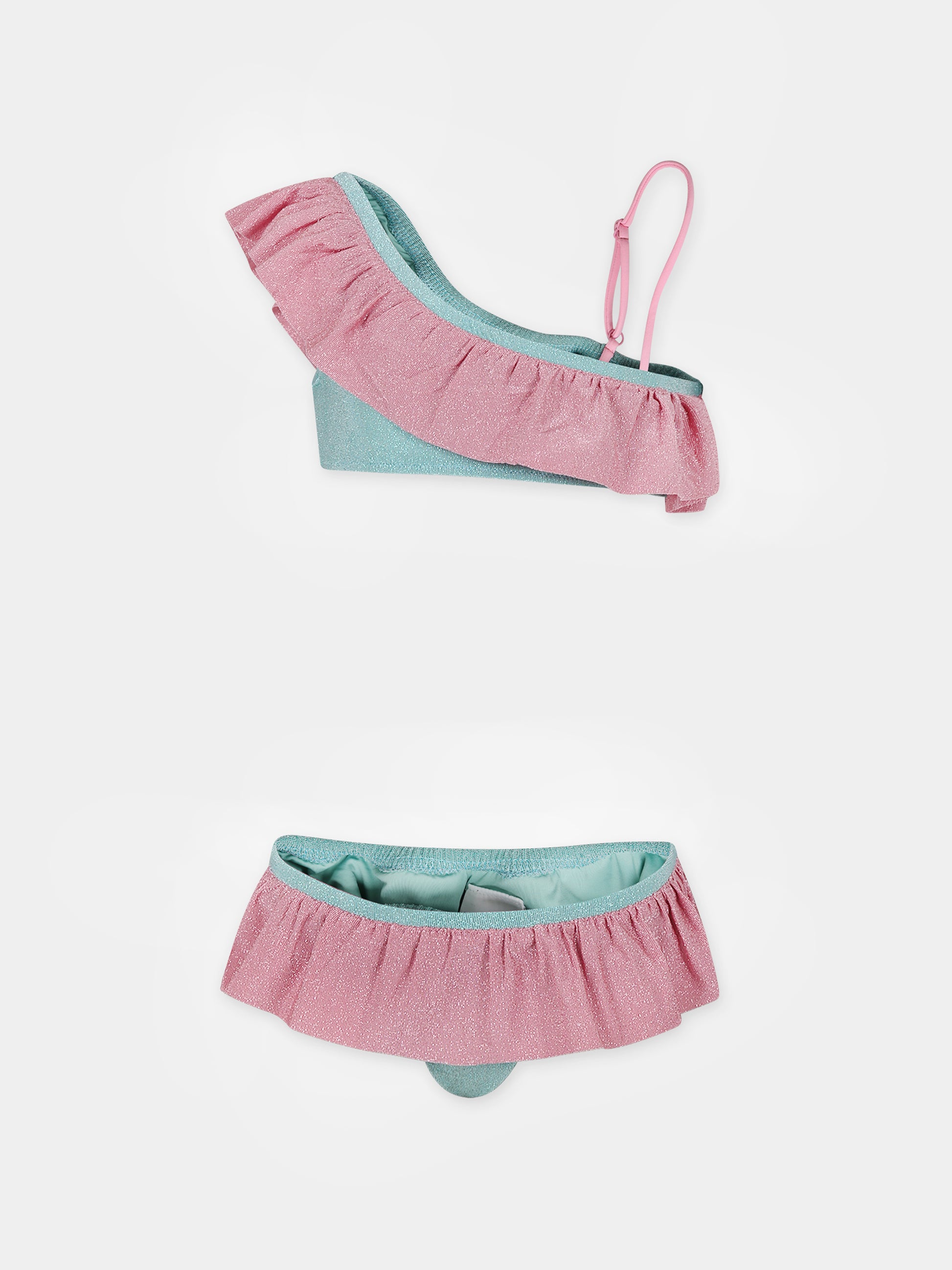 Bikini verde per bambina con logo,Mc2 Saint Barth,REY0001 01038F