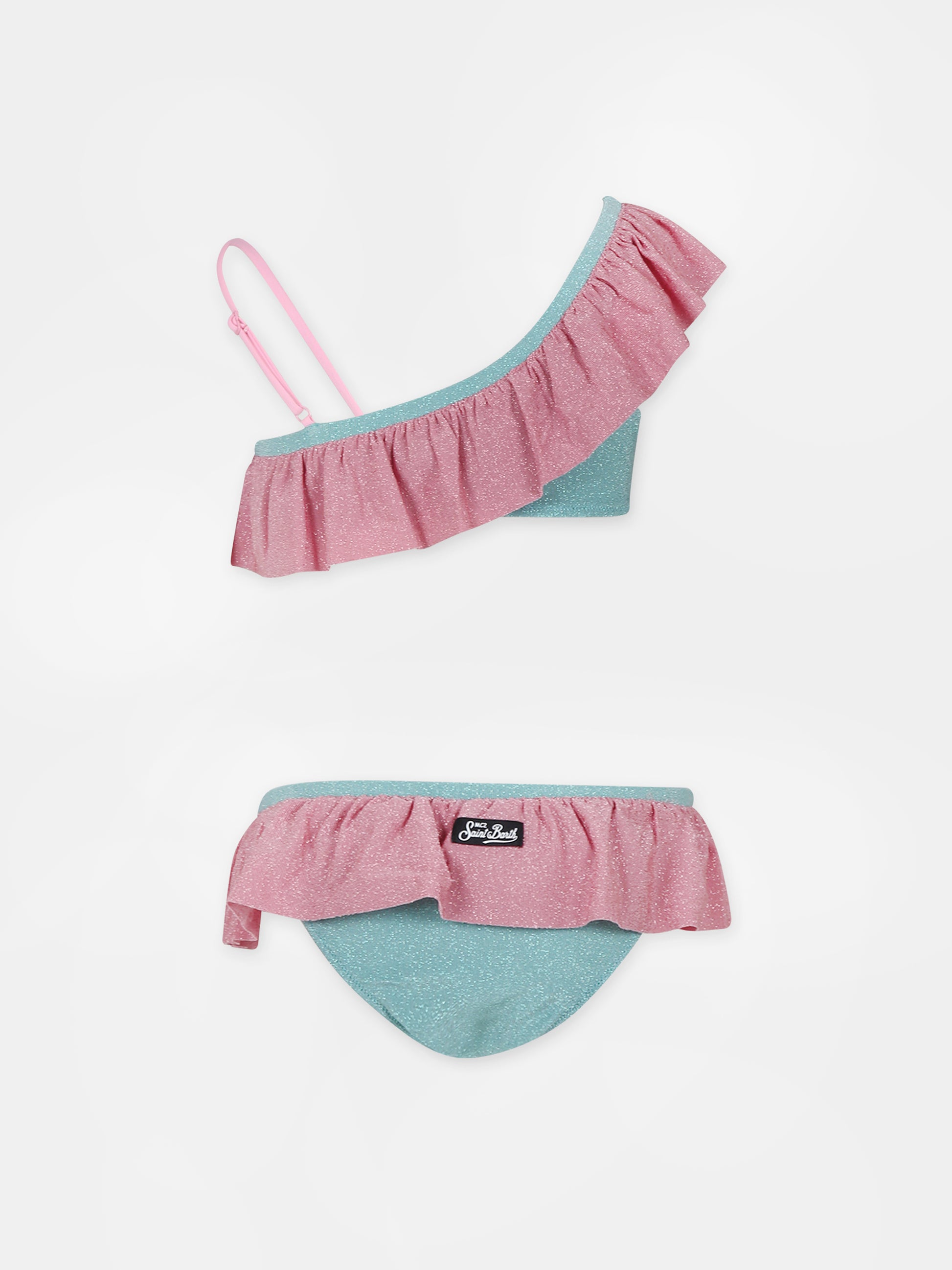 Bikini verde per bambina con logo,Mc2 Saint Barth,REY0001 01038F