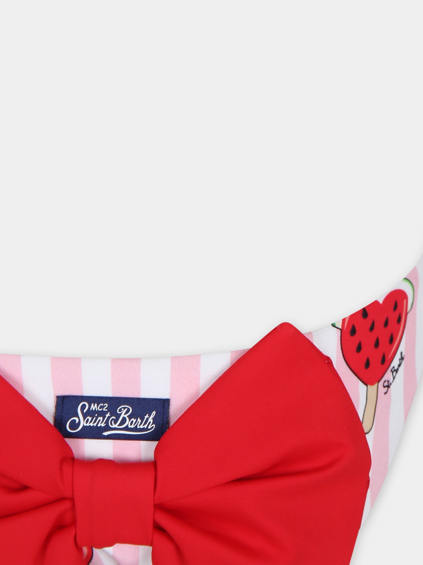 Slip mare rosa per bambina con fragole e fiocco,Mc2 Saint Barth,MAD0001 00726F