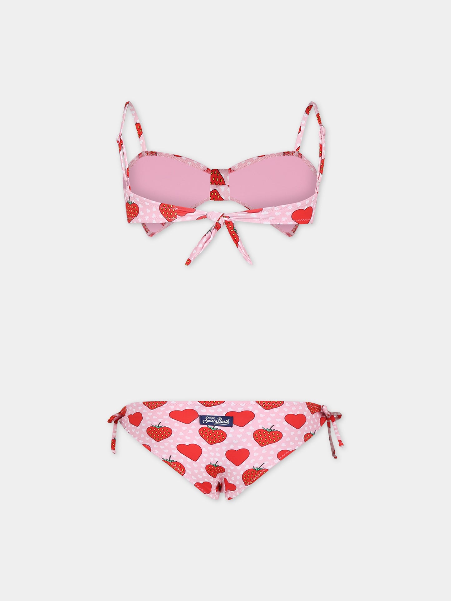 Bikini rosa per bambina con fragole e cuori,Mc2 Saint Barth,MISS001 00543F