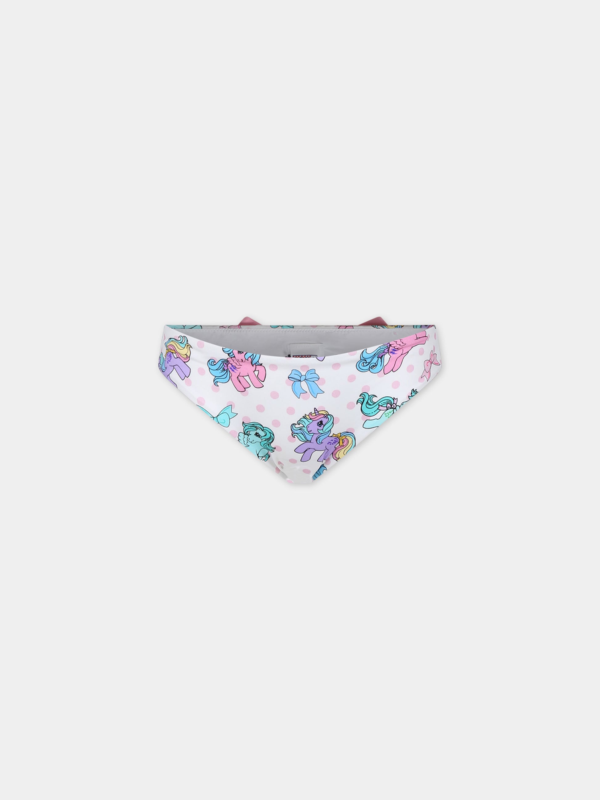 Slip mare bianco per bambina con fiocco e unicorni,Mc2 Saint Barth,MAD0001 03037F