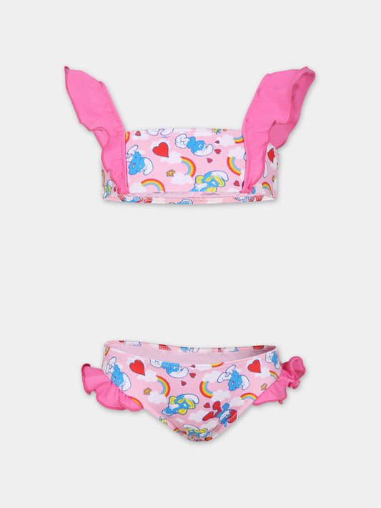 Bikini rosa per bambina con stampa Puffi,Mc2 Saint Barth,LINDY001 03041F