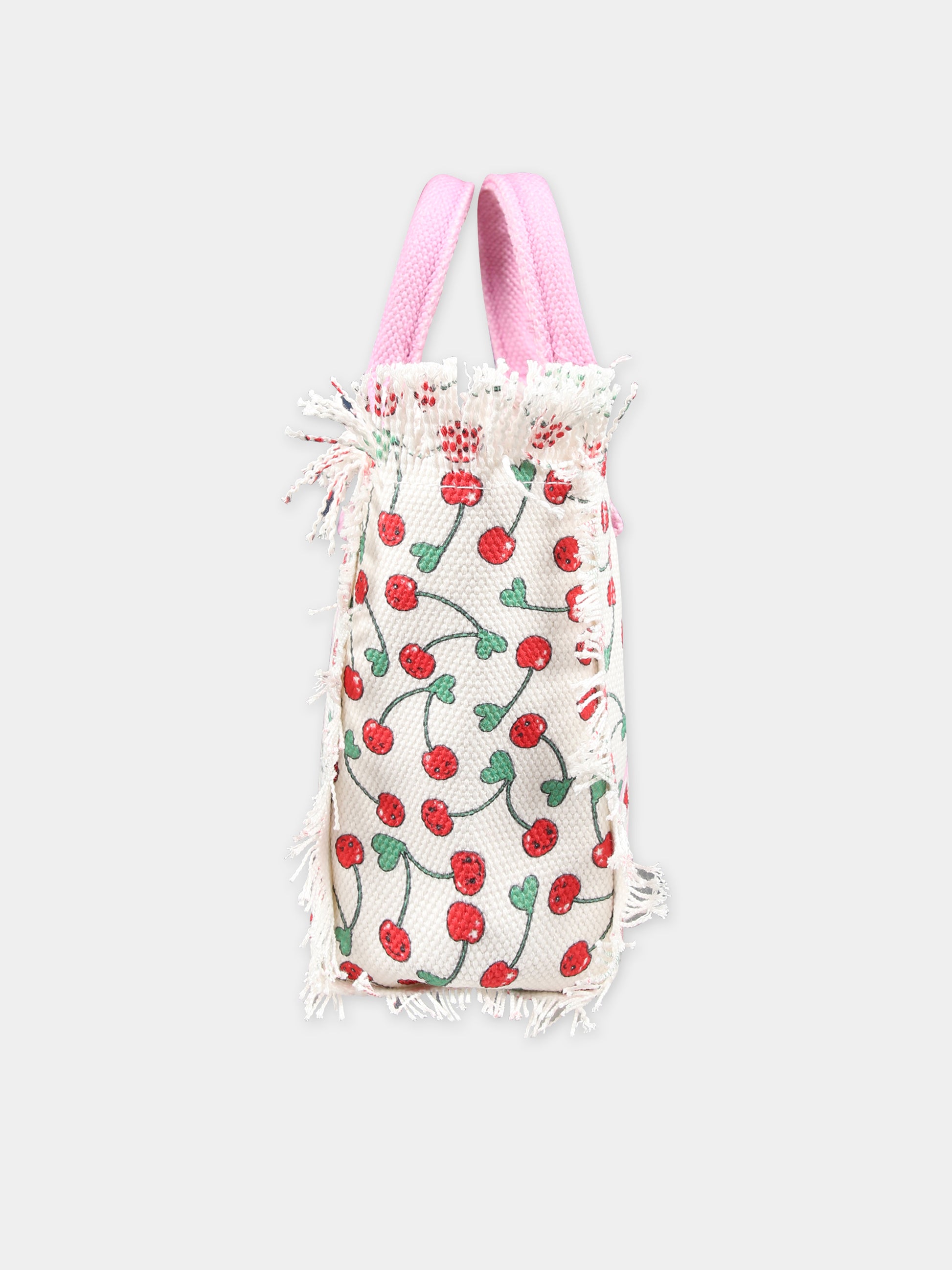 Borsa bianca per bambina con stampa ciliegie e logo,Mc2 Saint Barth,VAMI001 00604F