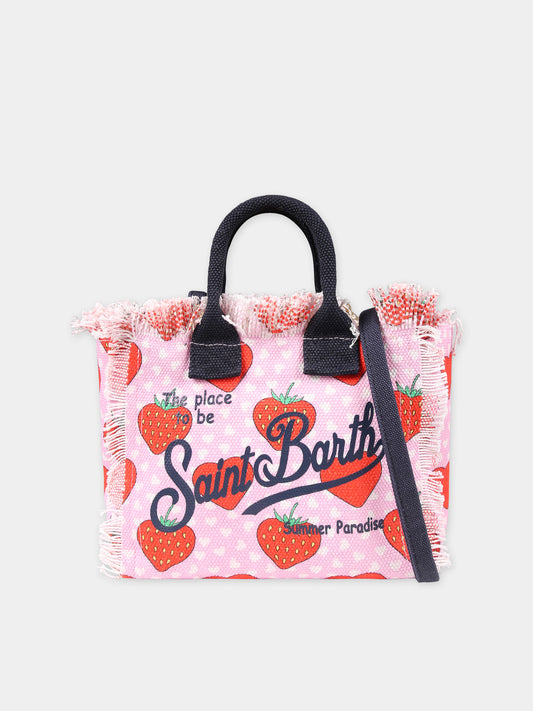 Borsa rosa per bambina con fragole e logo,Mc2 Saint Barth,VAMI001 00543F