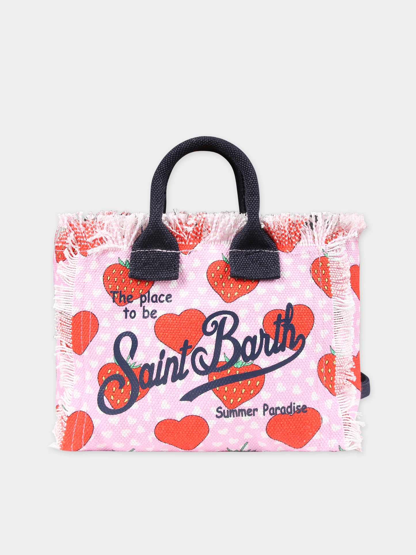 Borsa rosa per bambina con fragole e logo,Mc2 Saint Barth,VAMI001 00543F