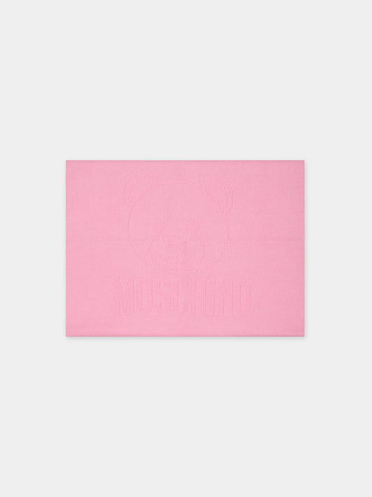 Coperta rosa per neonata con Teddy Bear,Moschino Kids,MUB00B LHE13 51473