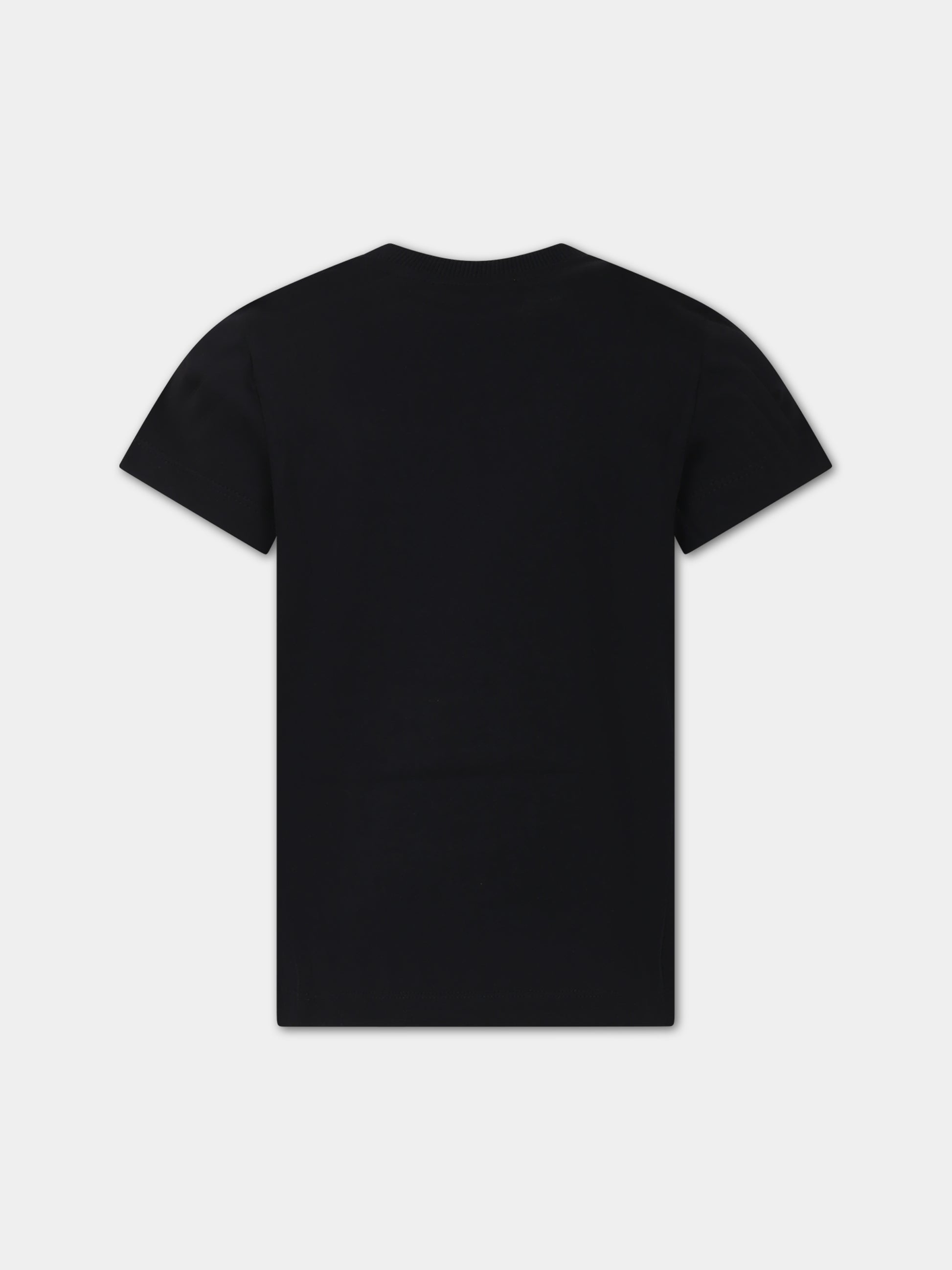 T-shirt nera per bambino con stampa Teddy Bears,Moschino Kids,HQM03U LAA23 60100