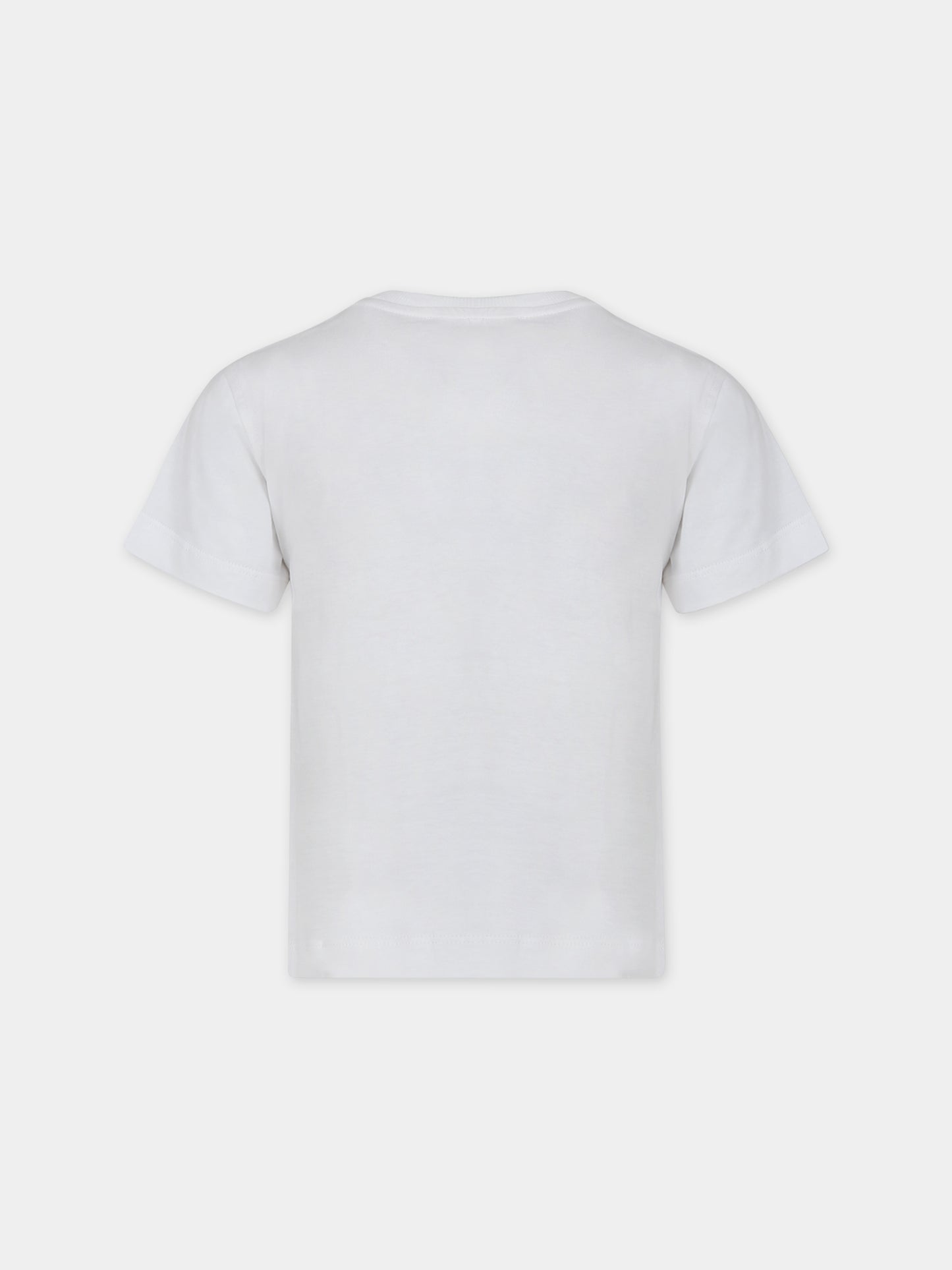 T-shirt bianca per bambini con Teddy Bear e logo,Moschino Kids,HUM04C LAA01 10101