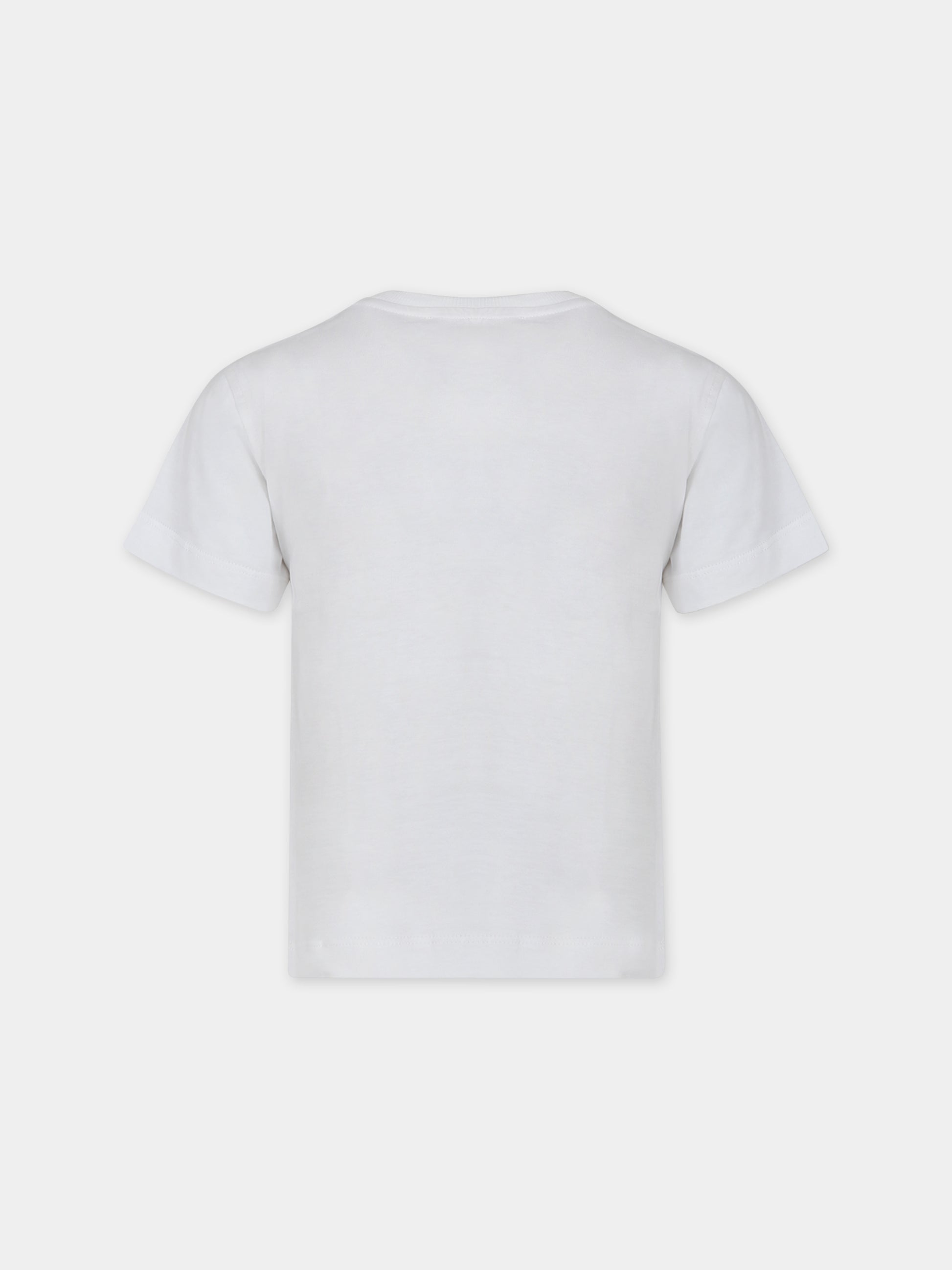 T-shirt bianca per bambini con Teddy Bear e logo,Moschino Kids,HUM04C LAA01 10101