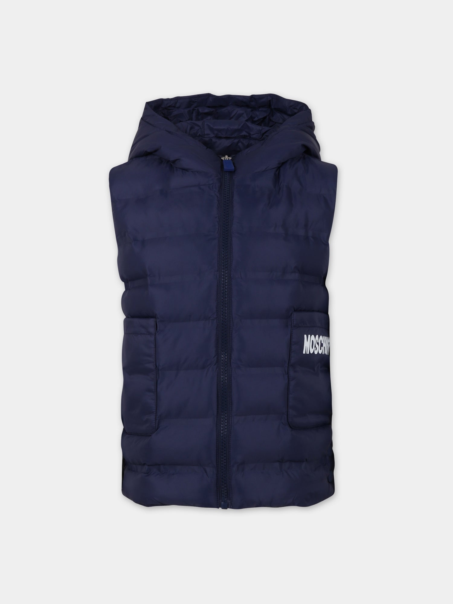 Gilet blu per bambino con Teddy Bear e logo,Moschino Kids,HUS03U L3A69 40016