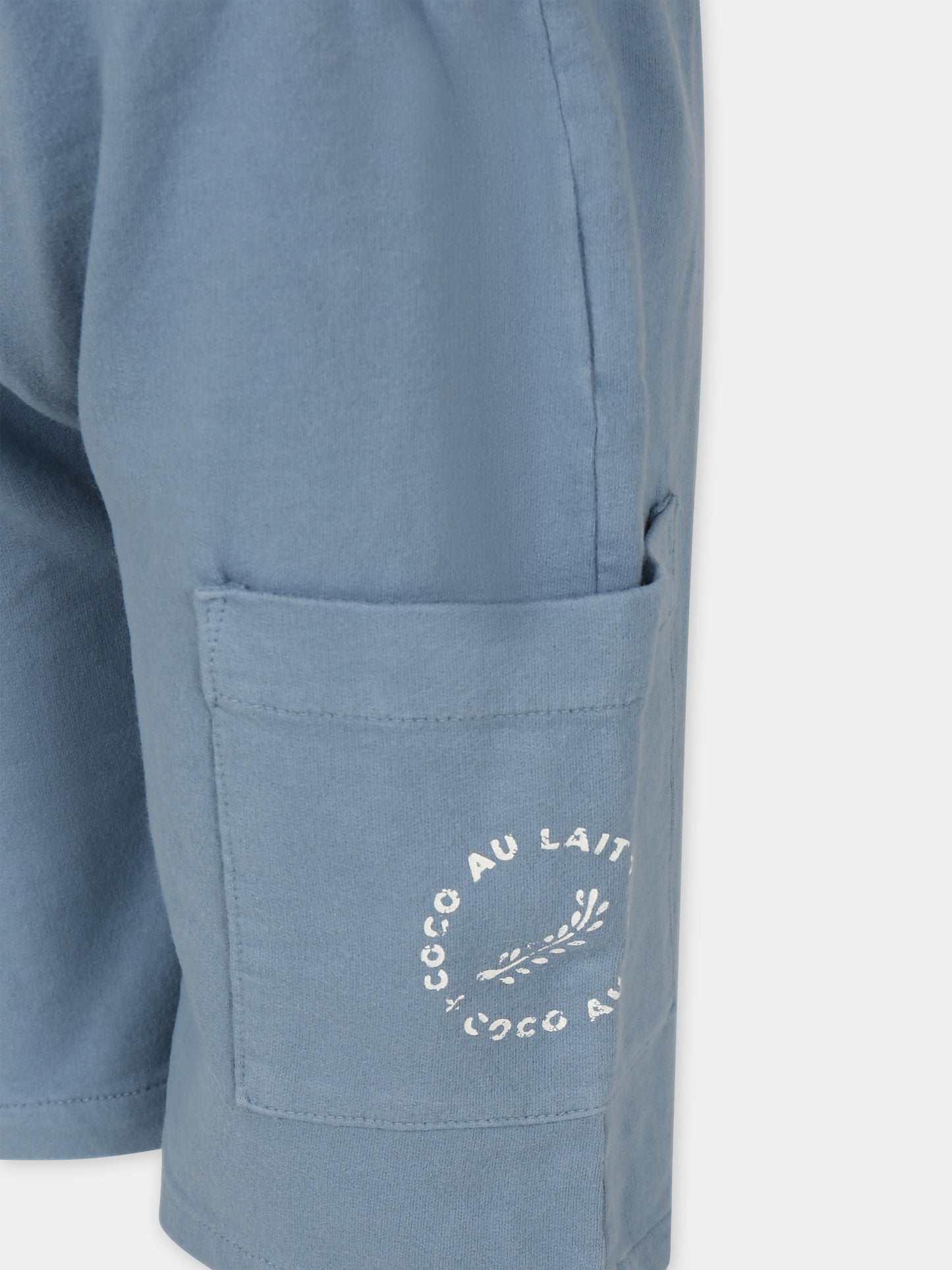 Shorts celesti per bambini con logo,Coco Au Lait,16COCO S012