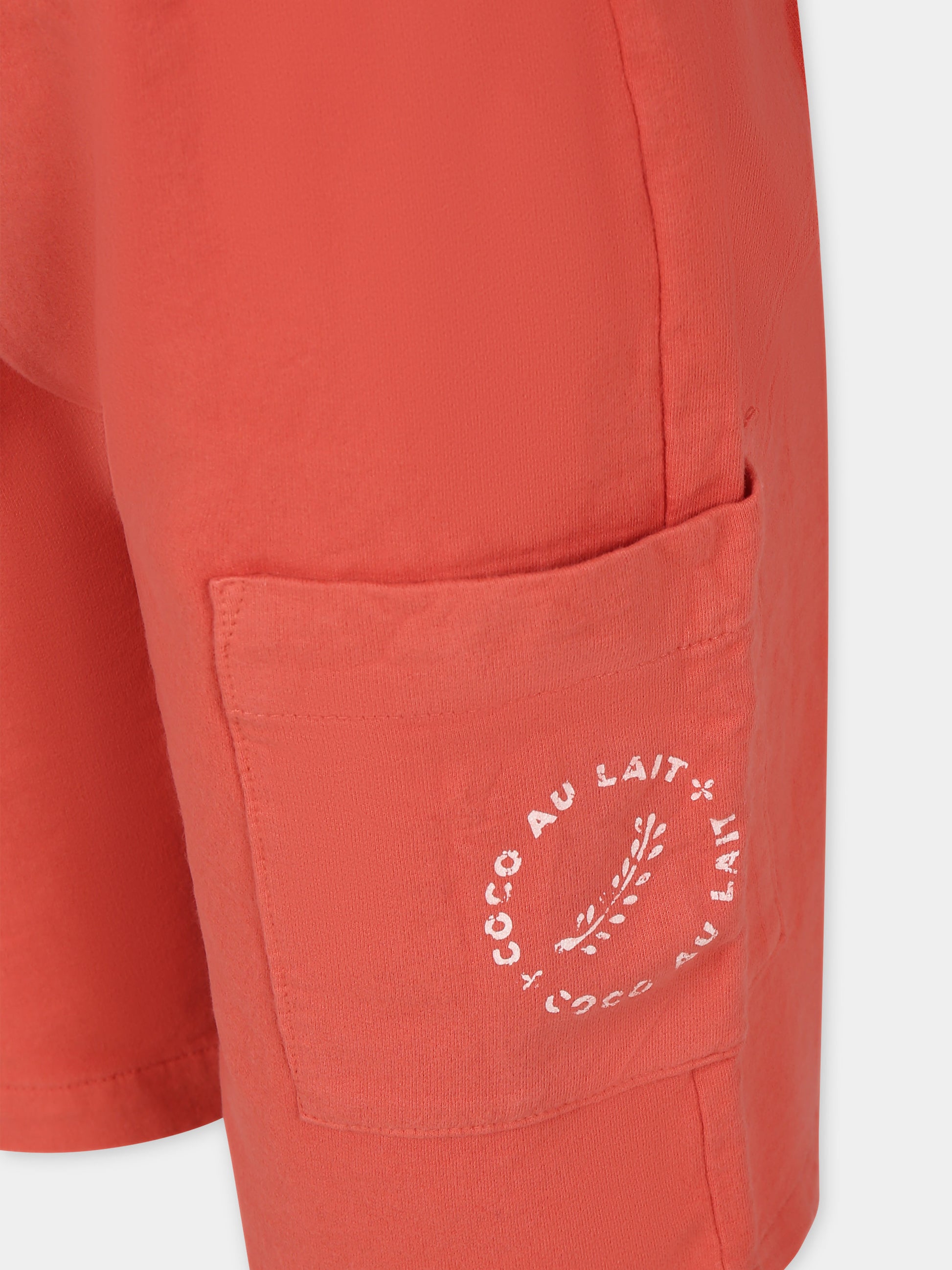 Shorts rossi per bambini con logo,Coco Au Lait,16COCO S014