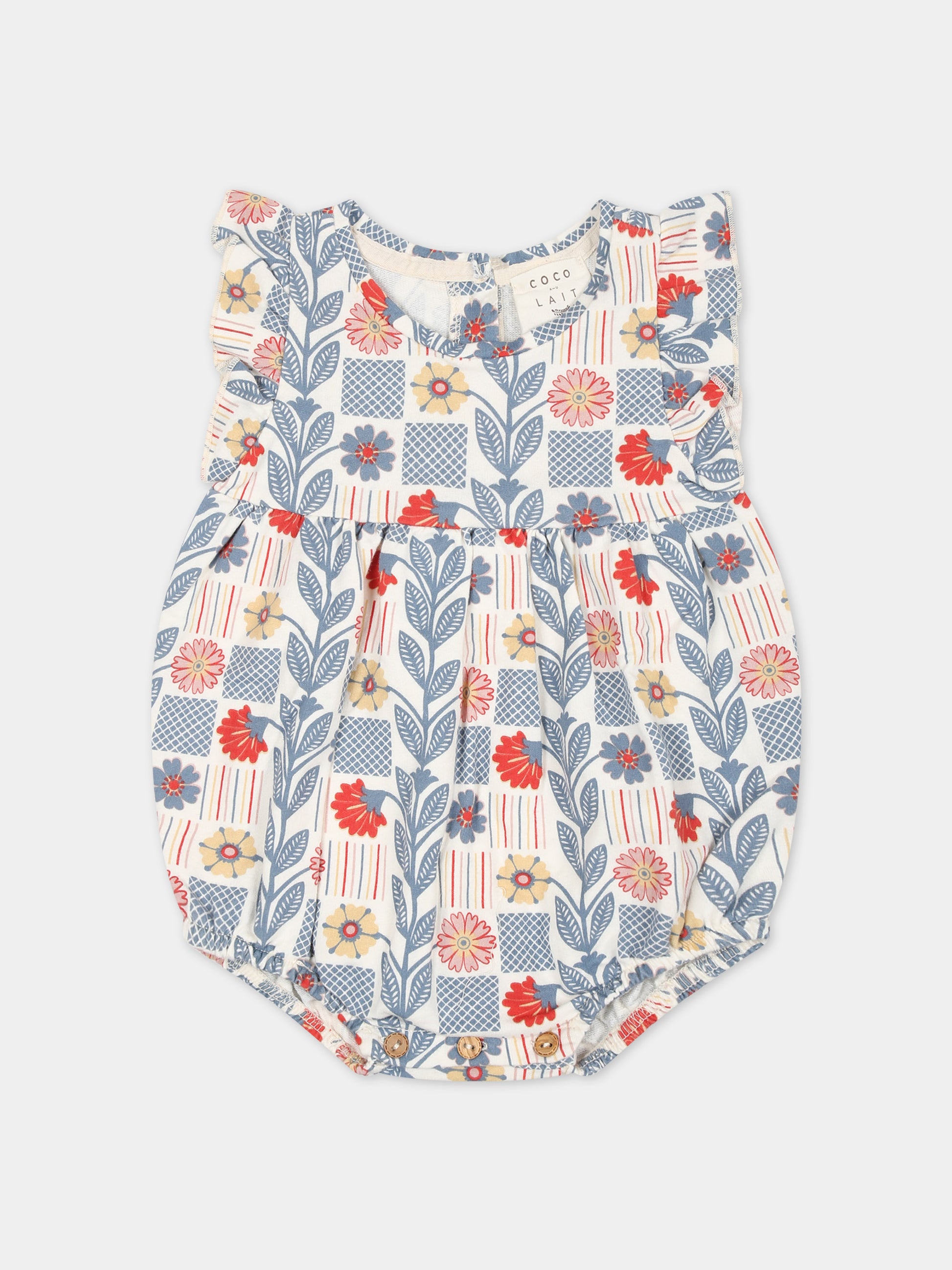 Pagliaccetto bianco per neonata con stampa fiori,Coco Au Lait,16COCO S015