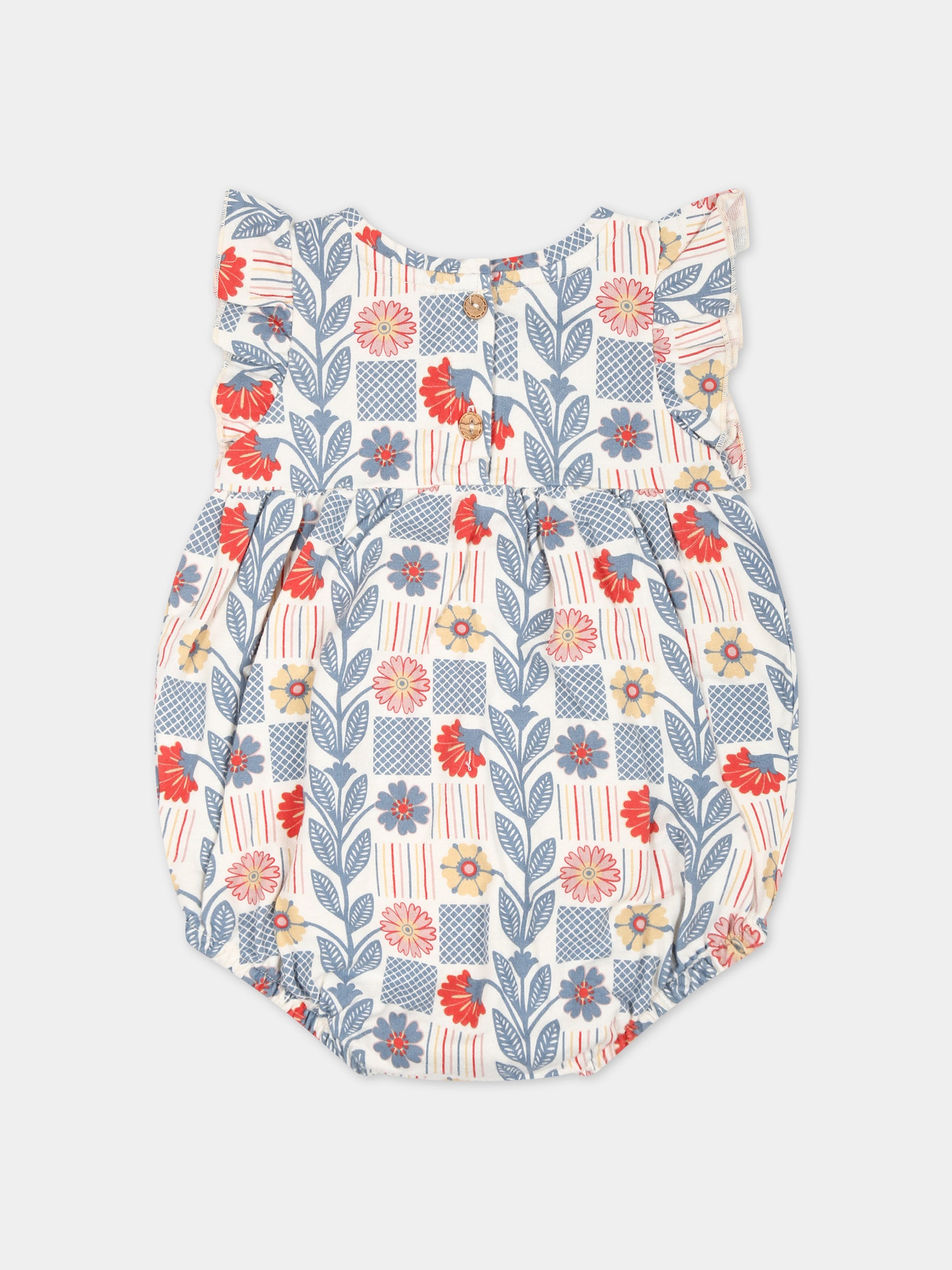 Pagliaccetto bianco per neonata con stampa fiori,Coco Au Lait,16COCO S015