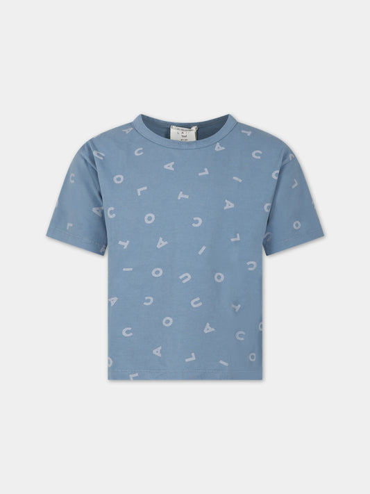 T-shirt celeste per bambini con logo,Coco Au Lait,16COCO S036